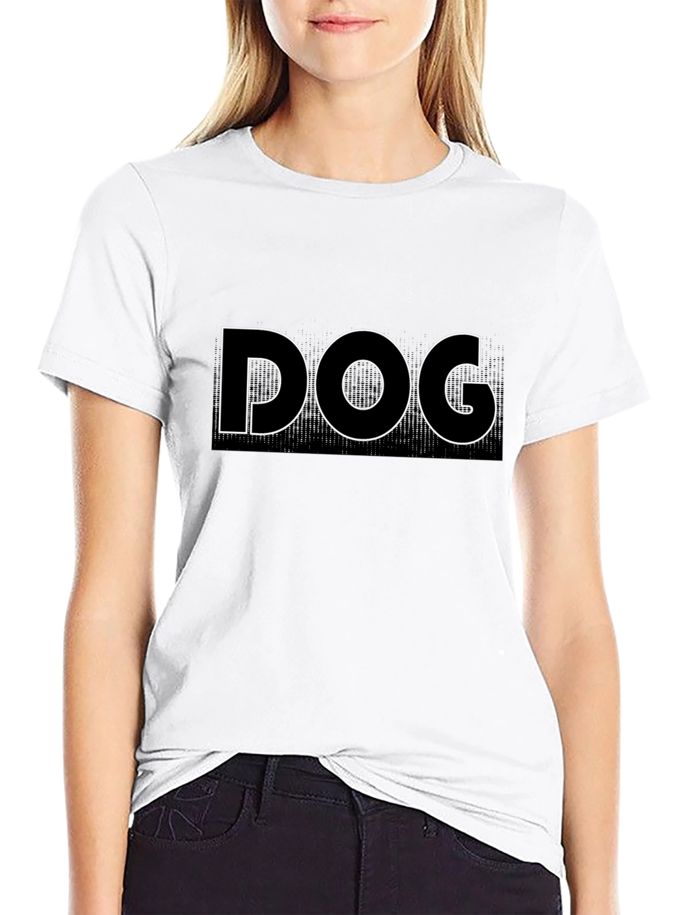 Dog Outline Black T-Shirt - Classic Crew Neck Tee