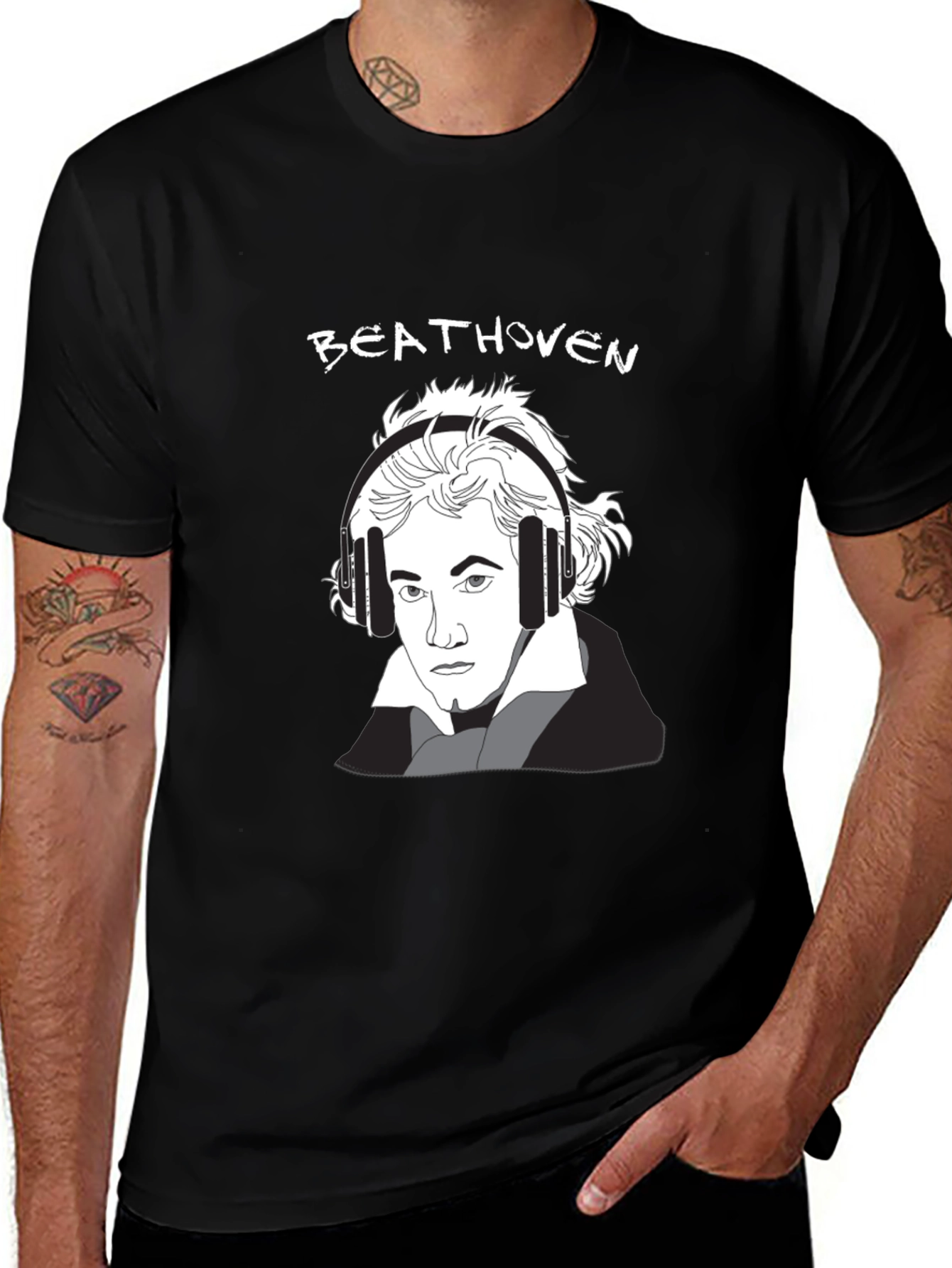 Beethoven Headphones Graphic Tee - Music Lover Shirt