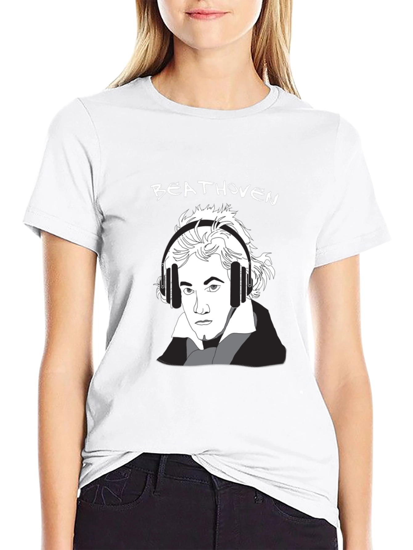 Beethoven Headphones Graphic Tee - Music Lover Shirt