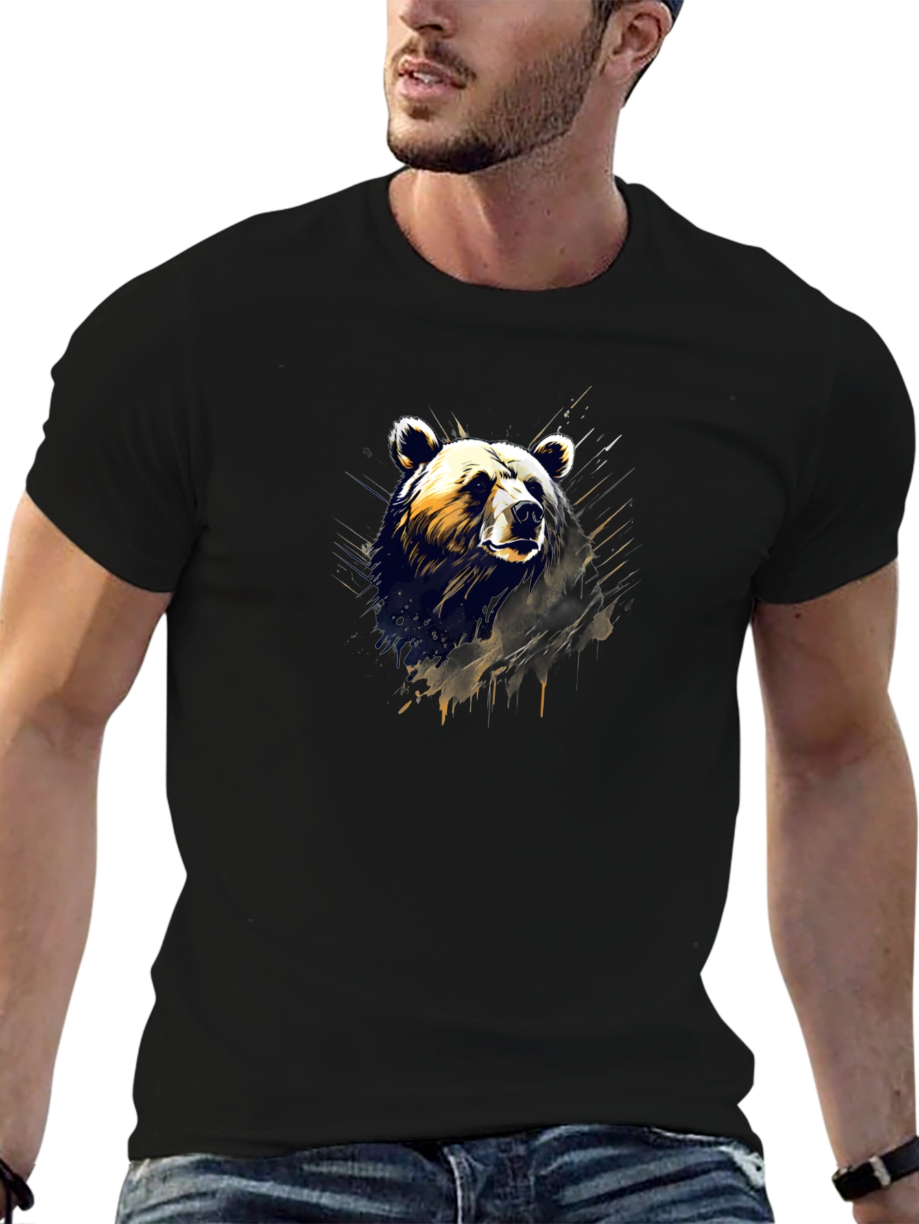 Bear Graphic Tee - Mens Black T-Shirt