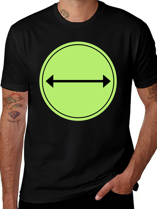 Black T-Shirt with Green Two-Way Arrow Design