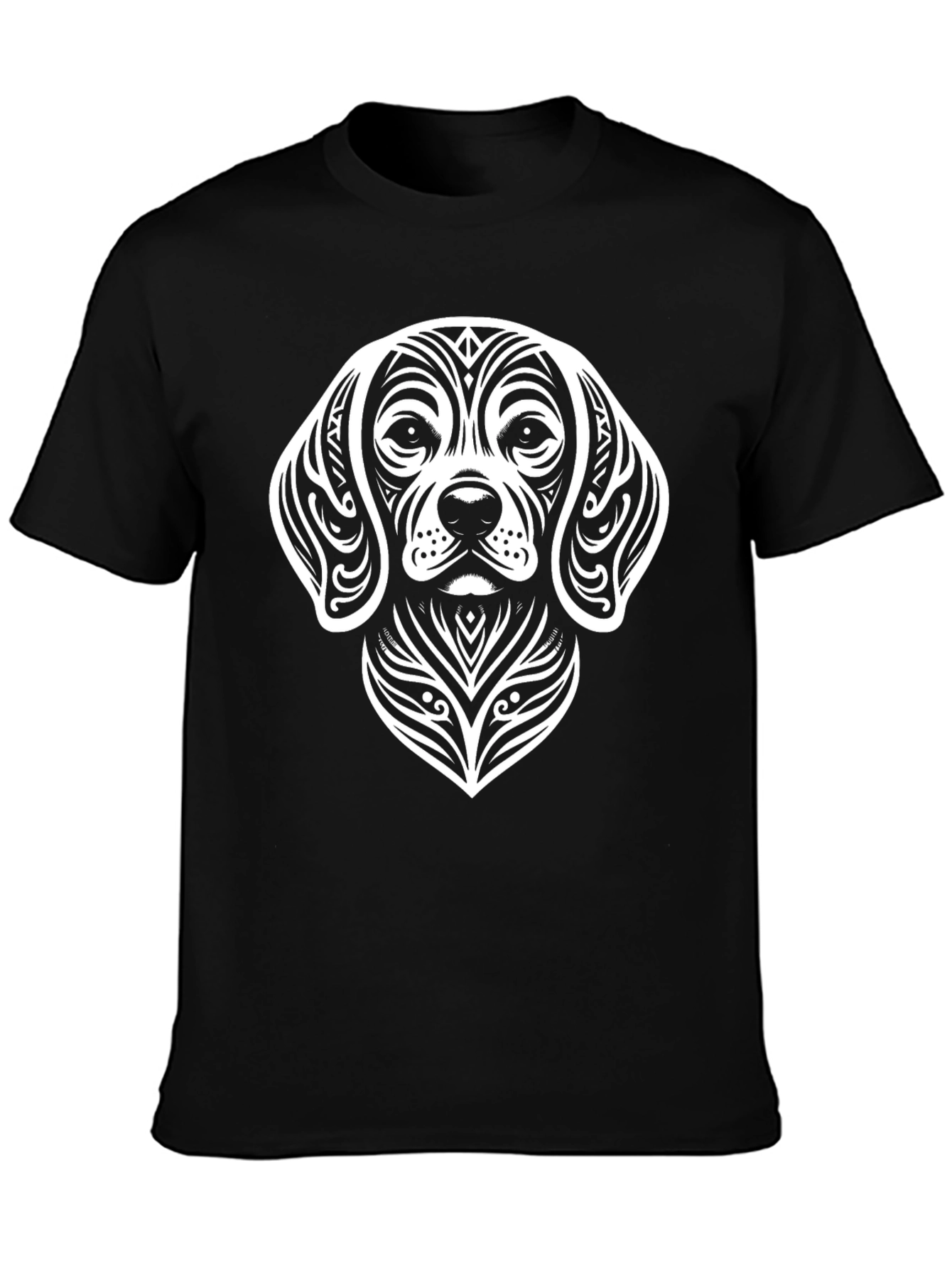 Tribal Dog Graphic Tee - Black