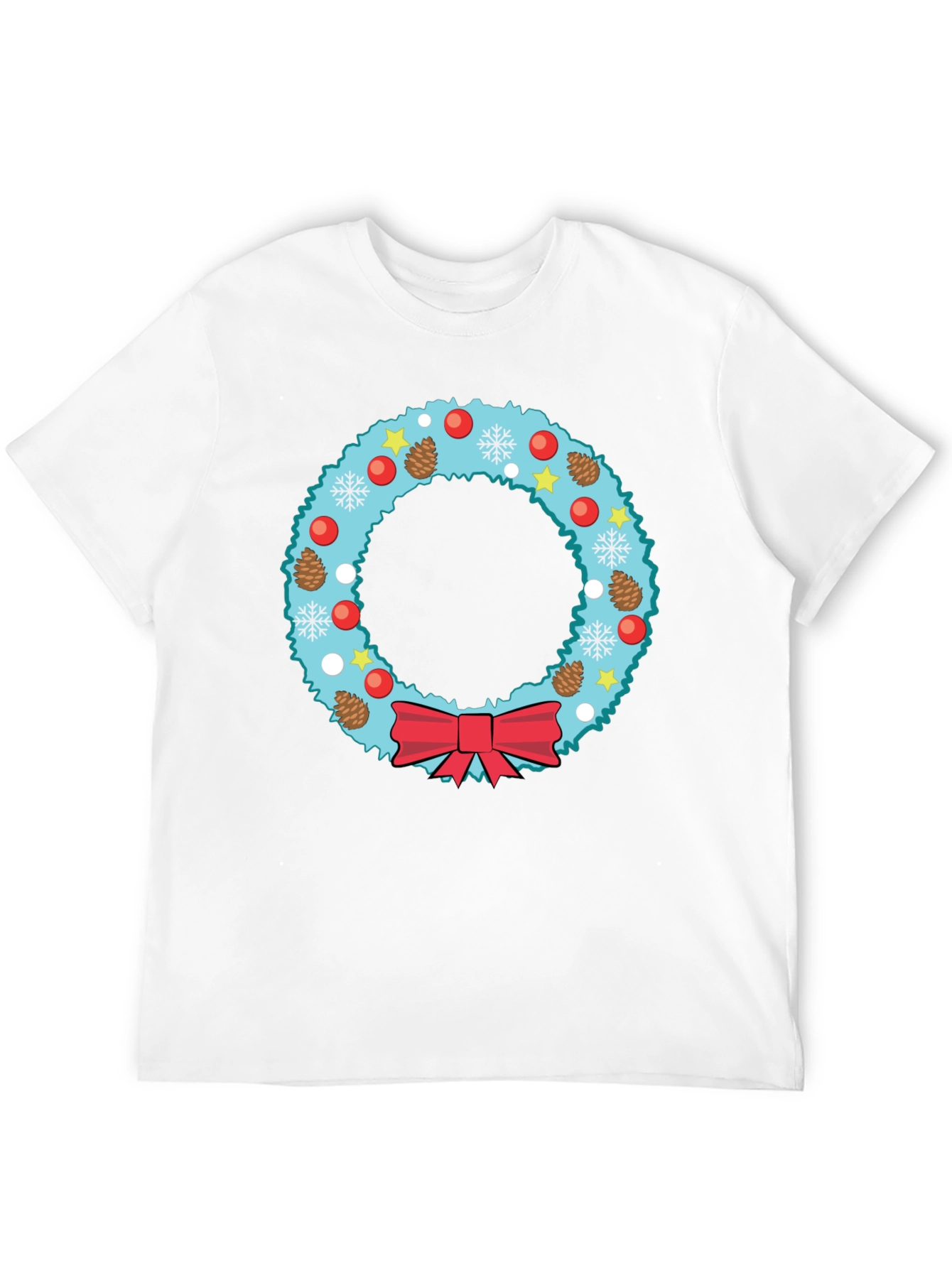 Festive Christmas Wreath Graphic Tee - Holiday Cheer
