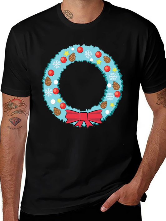 Festive Christmas Wreath Graphic Tee - Holiday Cheer
