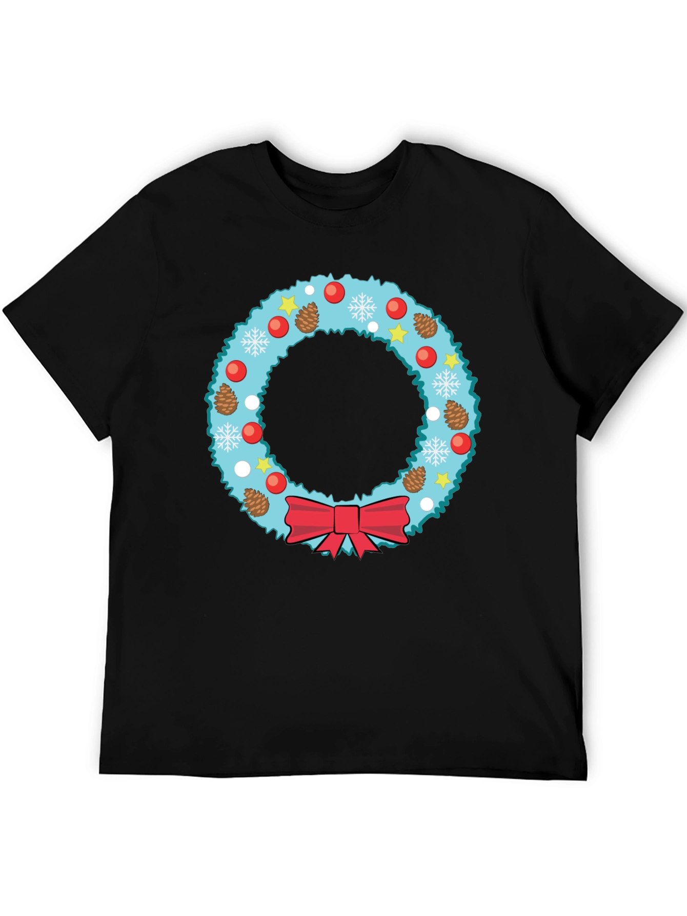 Festive Christmas Wreath Graphic Tee - Holiday Cheer