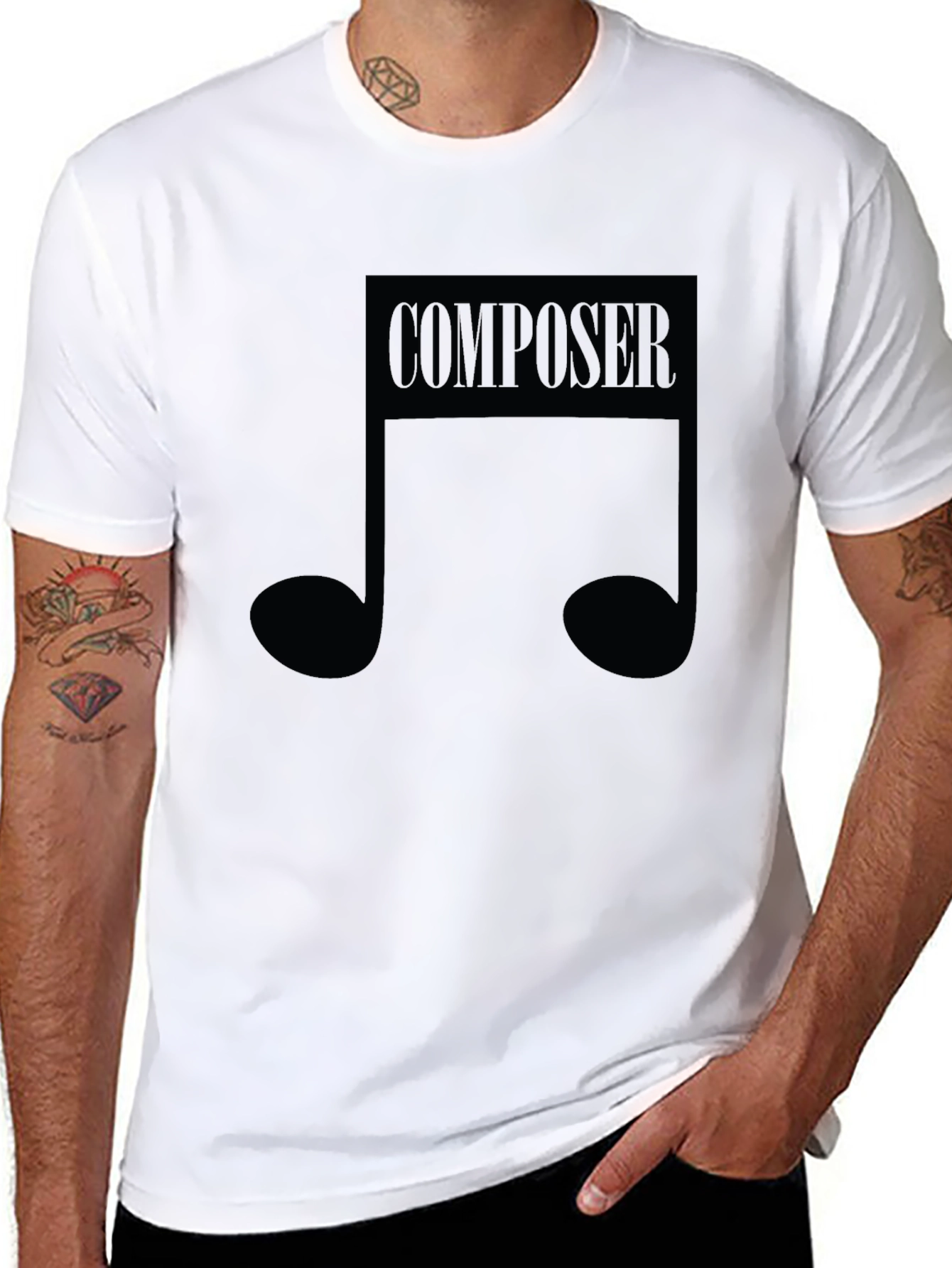 Composer Music Note Graphic Black T-Shirt
