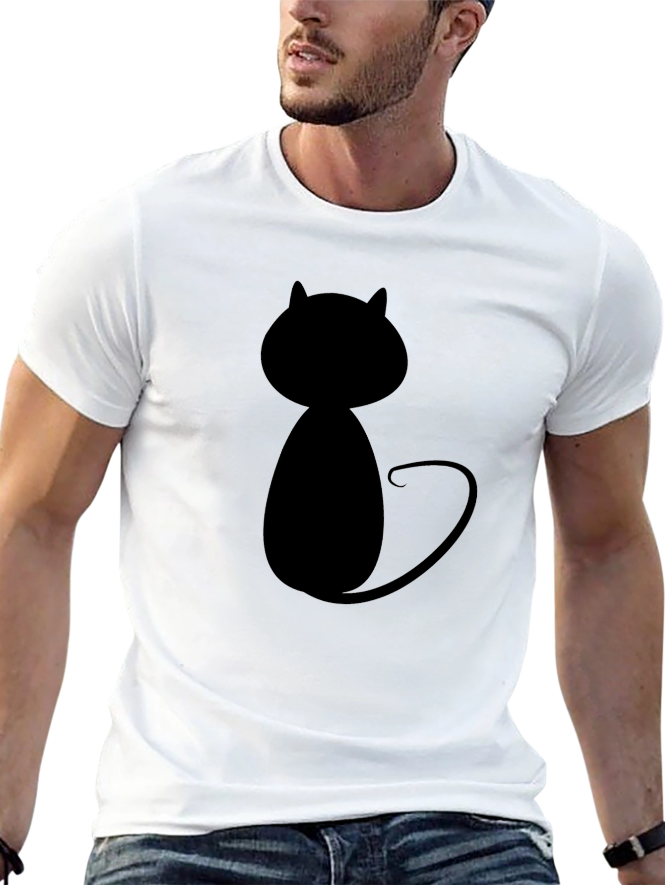 Black Cat Graphic Tee - Mens Casual T-Shirt