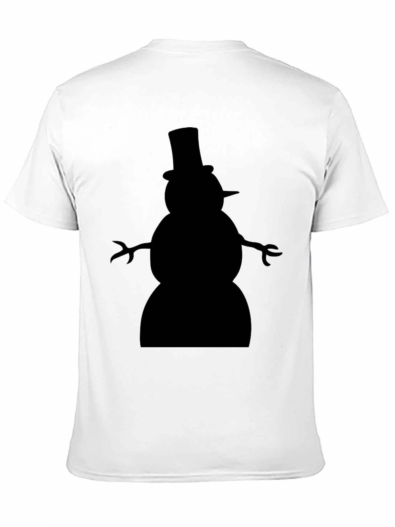 Mens Black T-Shirt with Snowman Silhouette