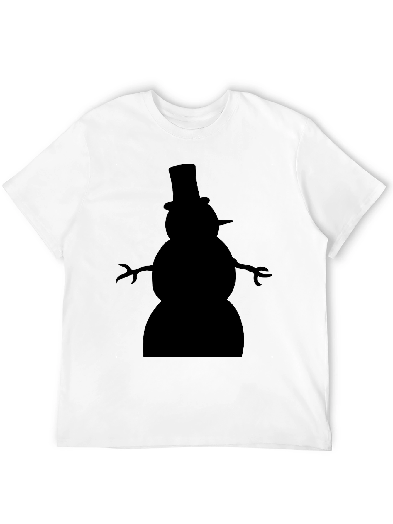 Mens Black T-Shirt with Snowman Silhouette