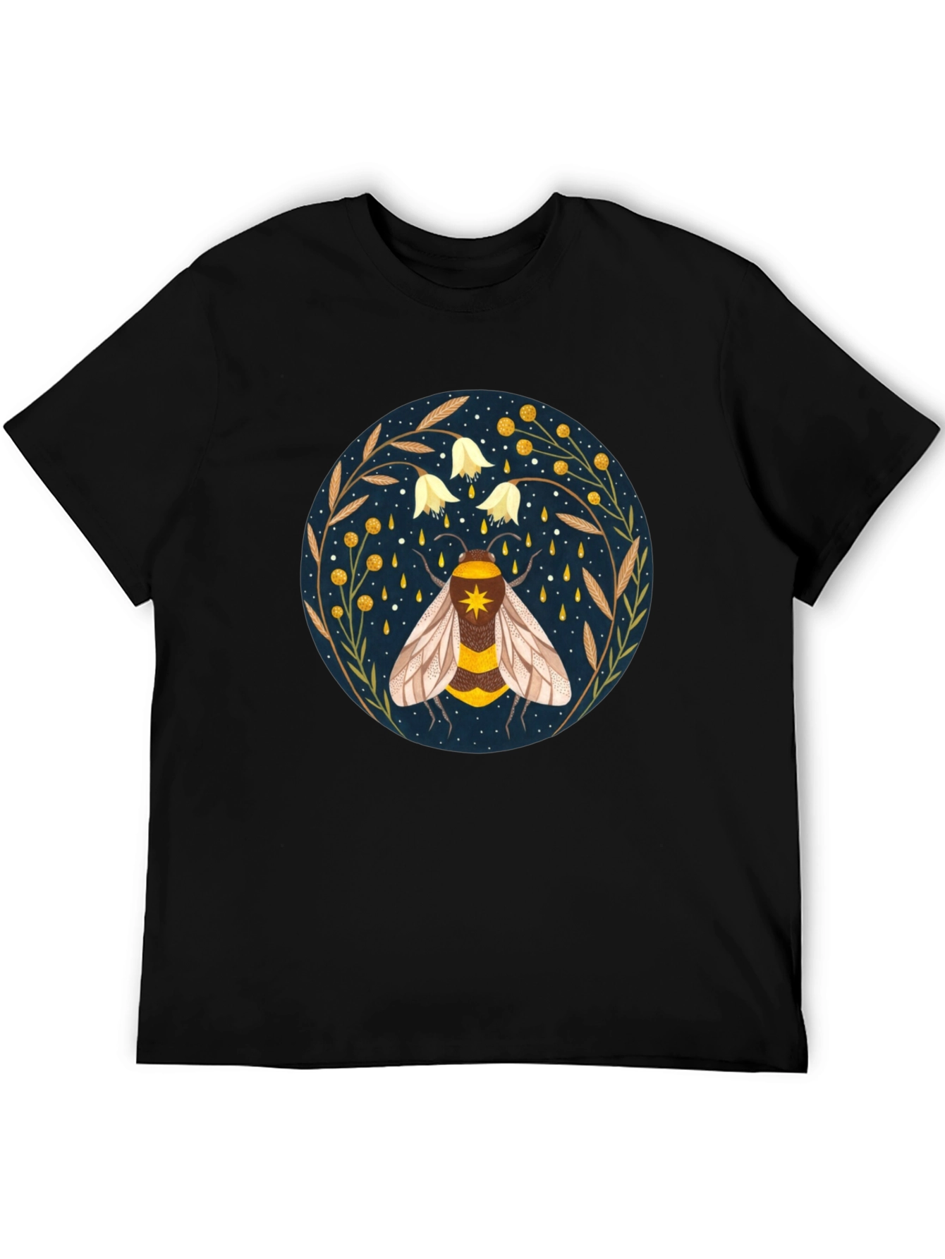 Enchanted Bee Graphic Tee - Celestial Honeycomb Design