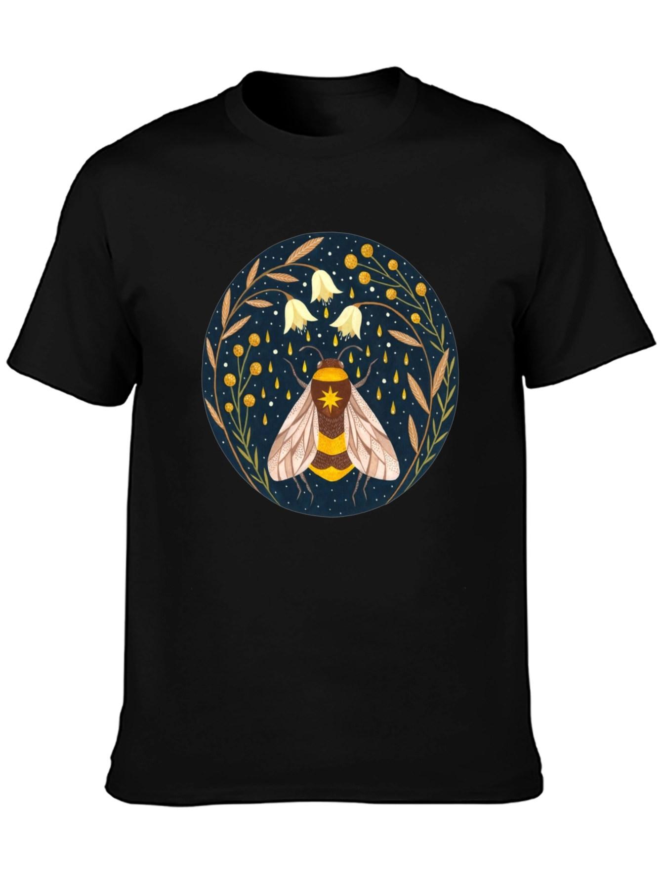Enchanted Bee Graphic Tee - Celestial Honeycomb Design