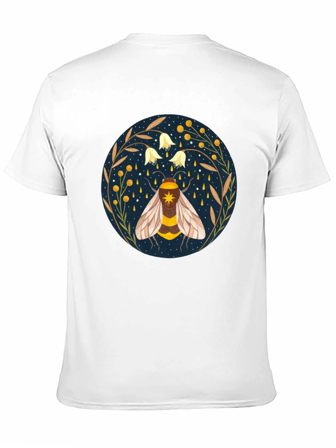 Enchanted Bee Graphic Tee - Celestial Honeycomb Design