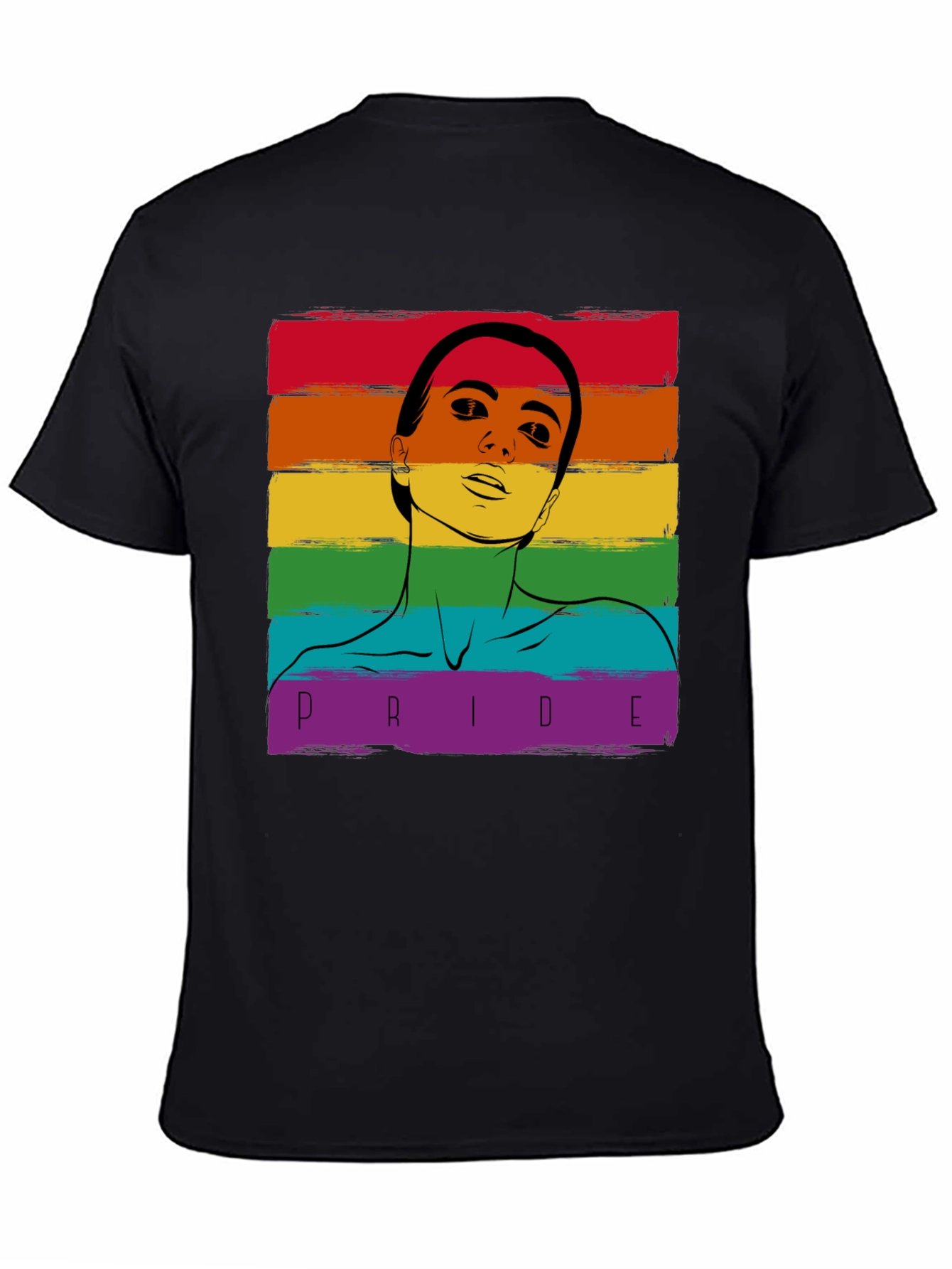 Pride Rainbow Graphic Tee - Black Cotton Blend