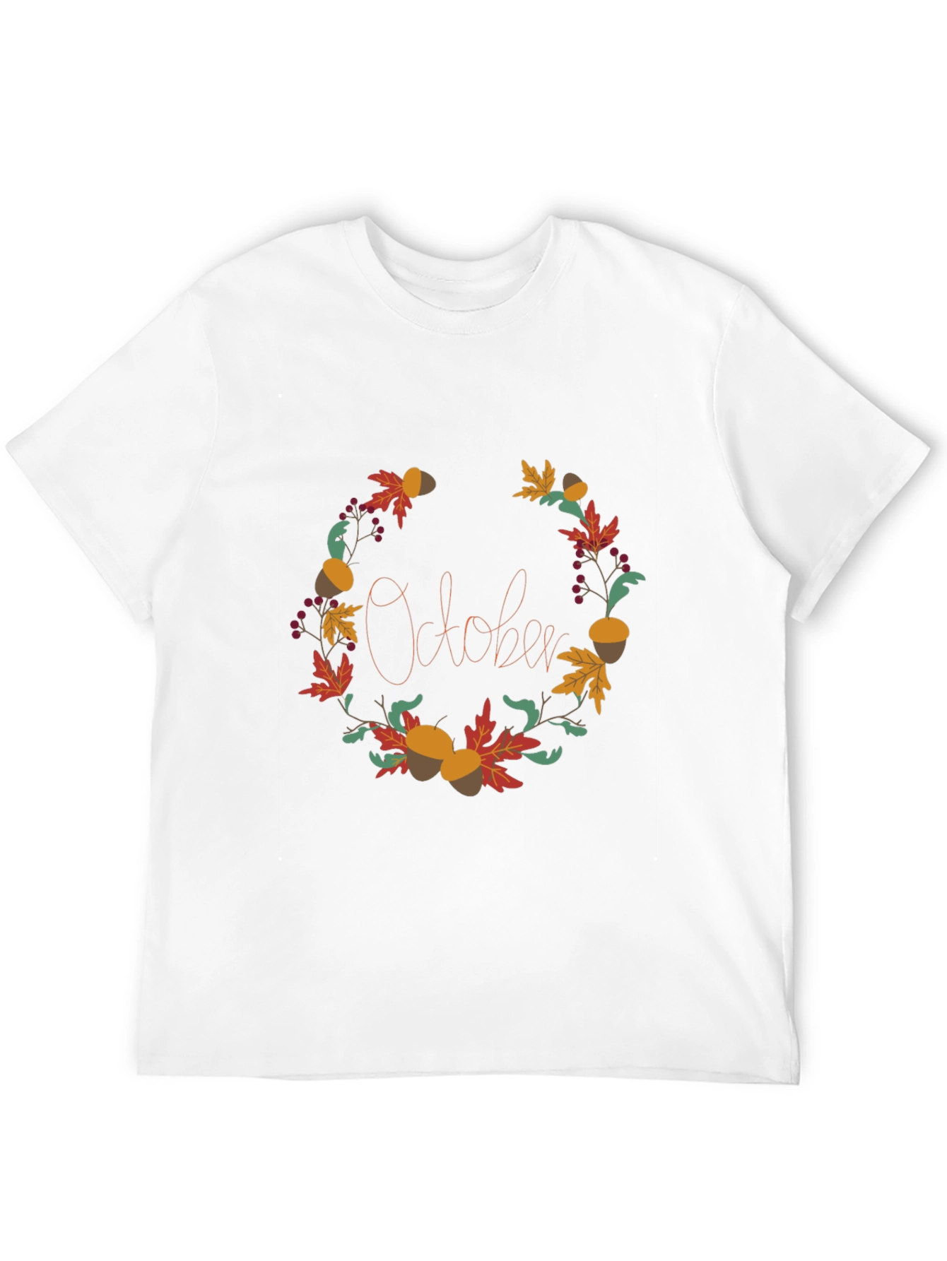 October Fall Wreath Graphic Tee - Autumn Vibes