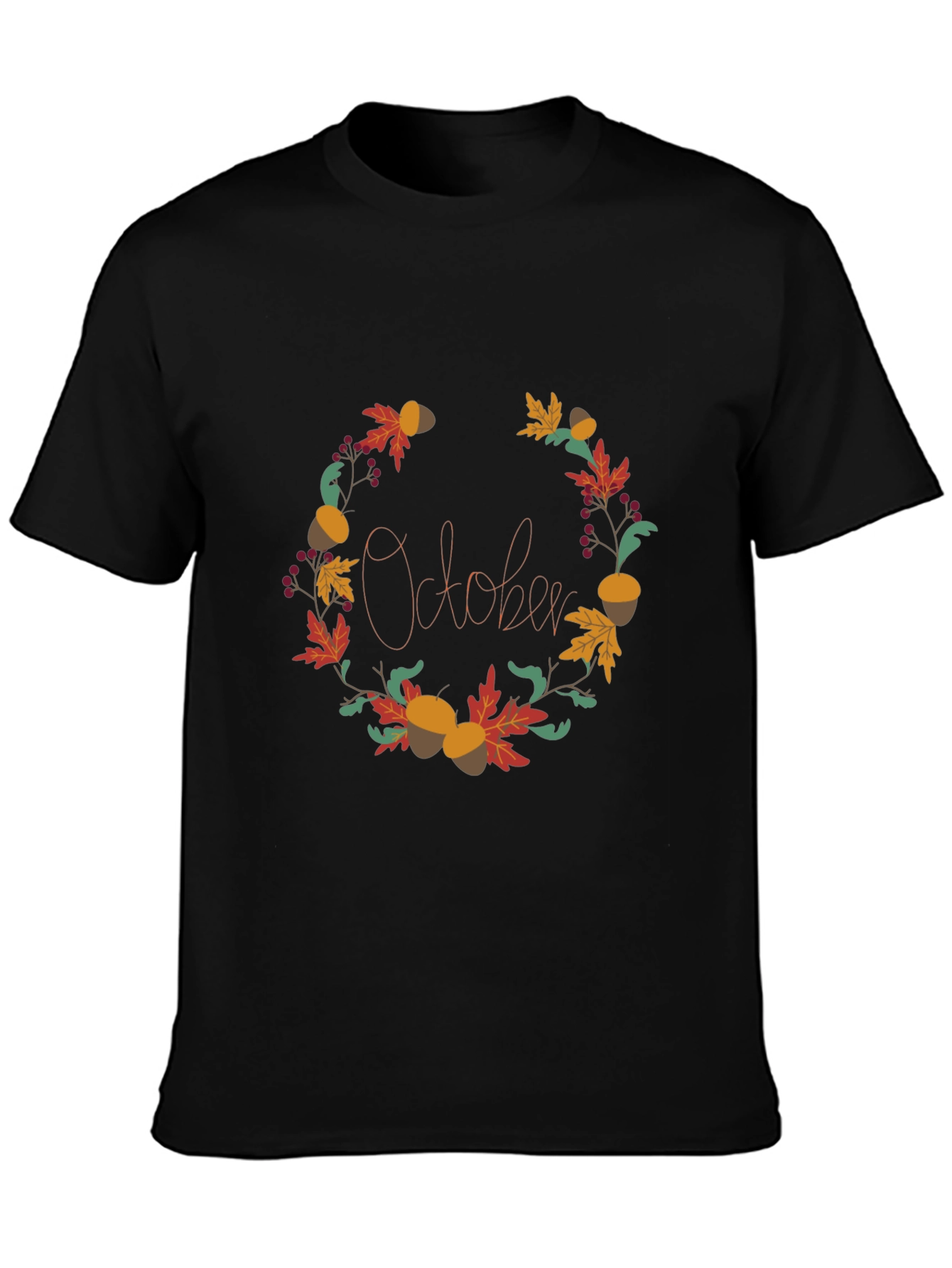 October Fall Wreath Graphic Tee - Autumn Vibes