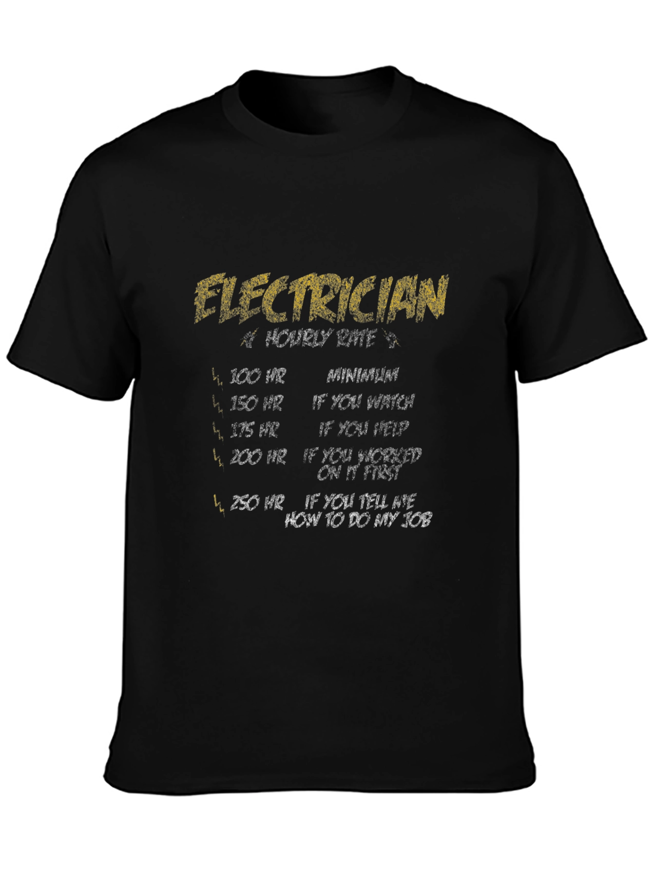 Electrician Hourly Rate Black T-Shirt