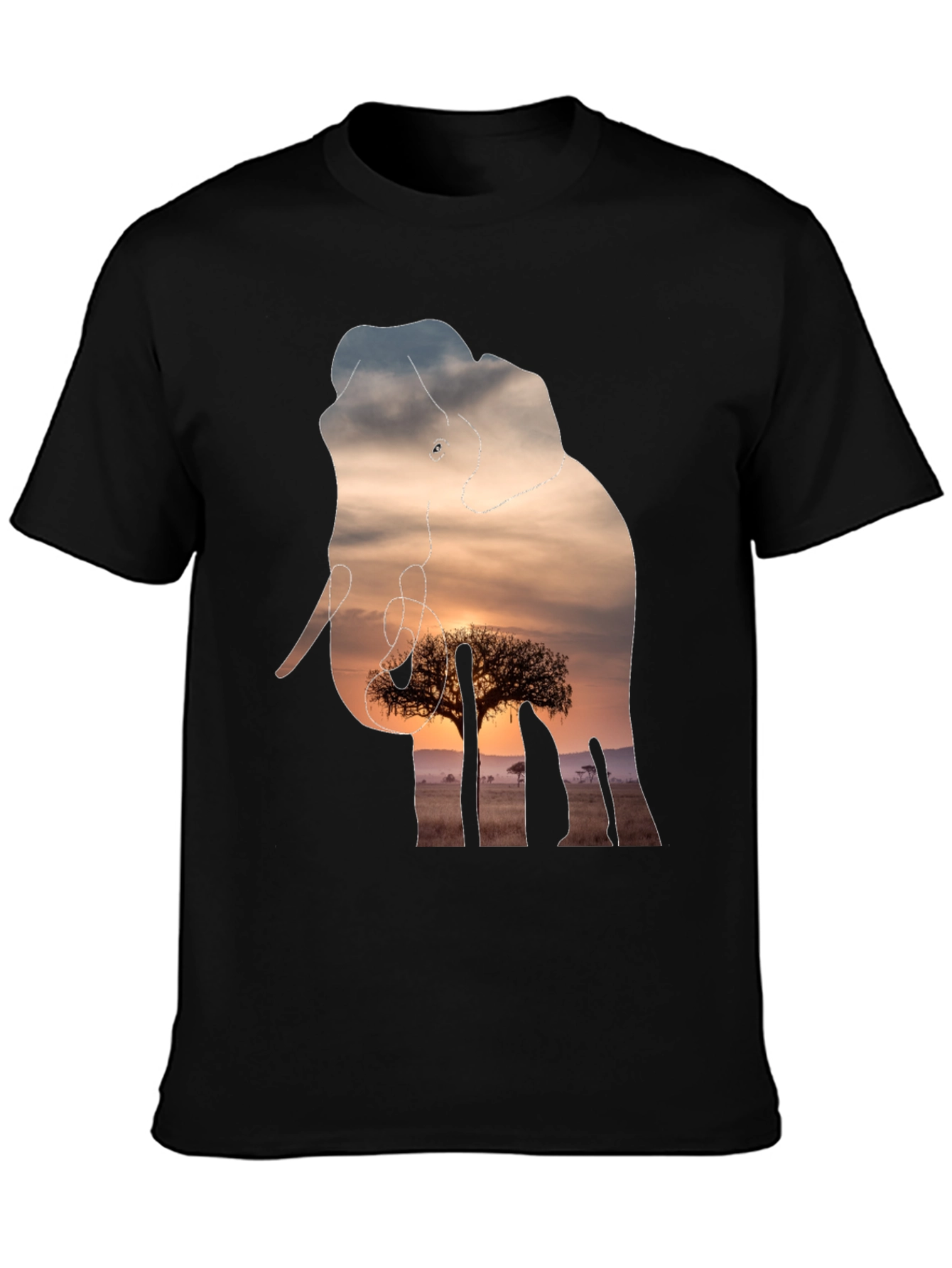 Elephant Sunset Graphic Tee - Unique Wildlife Design