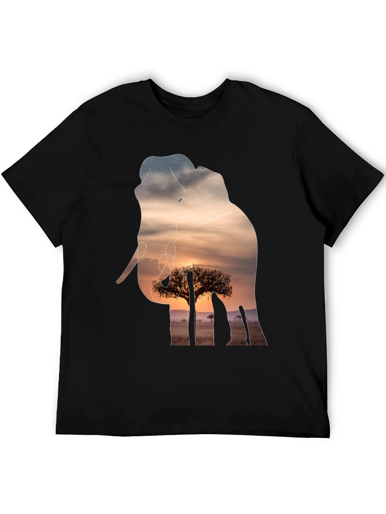 Elephant Sunset Graphic Tee - Unique Wildlife Design