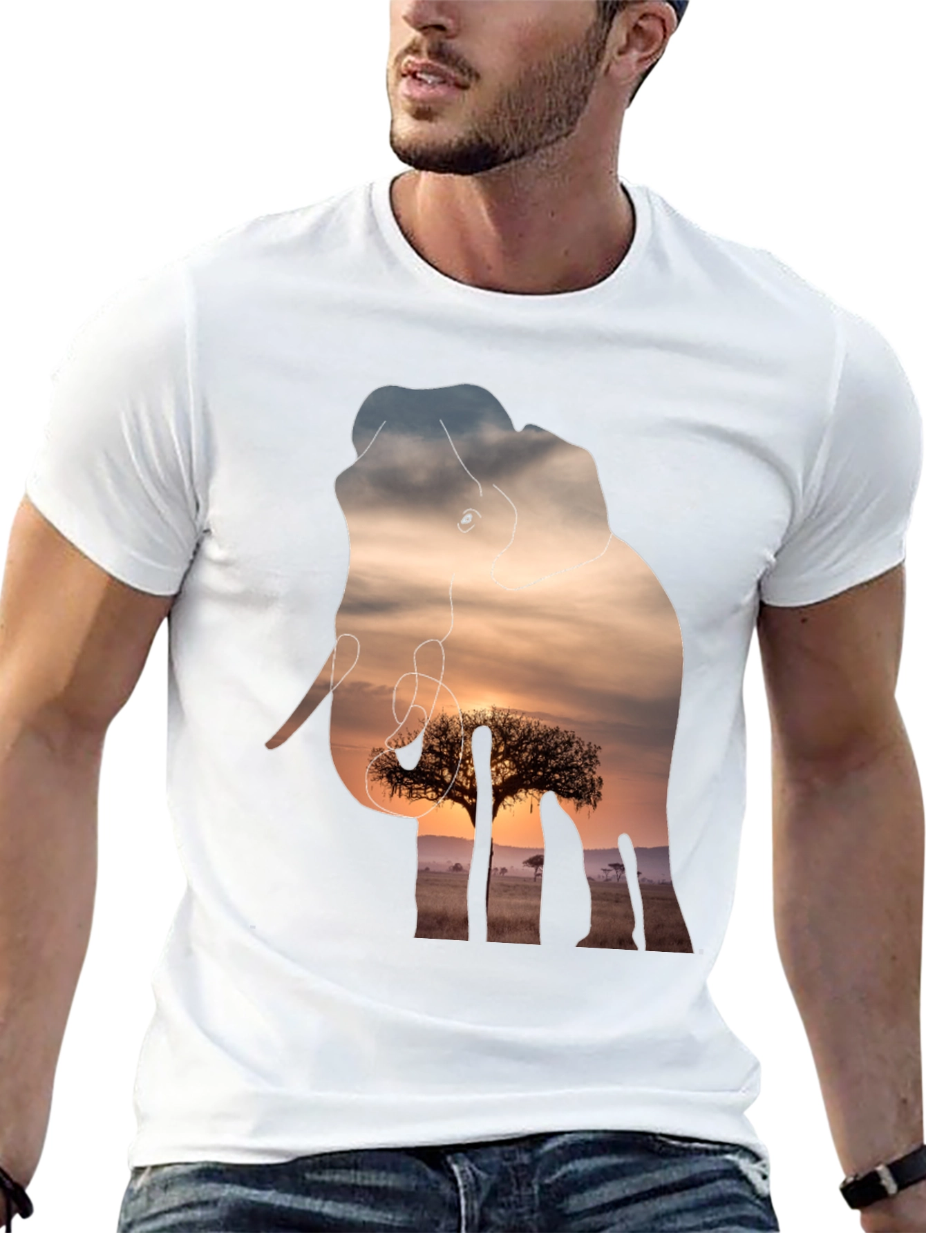 Elephant Sunset Graphic Tee - Unique Wildlife Design