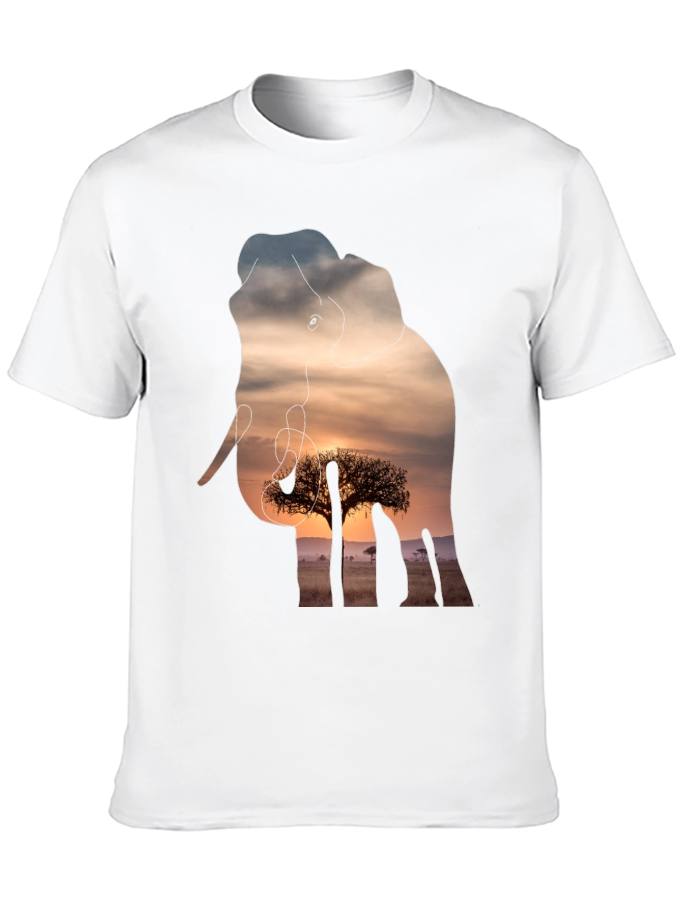 Elephant Sunset Graphic Tee - Unique Wildlife Design