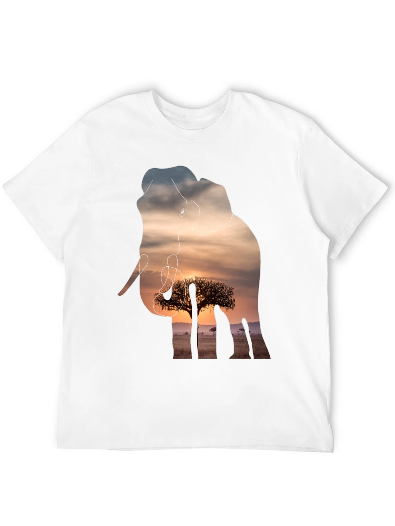 Elephant Sunset Graphic Tee - Unique Wildlife Design