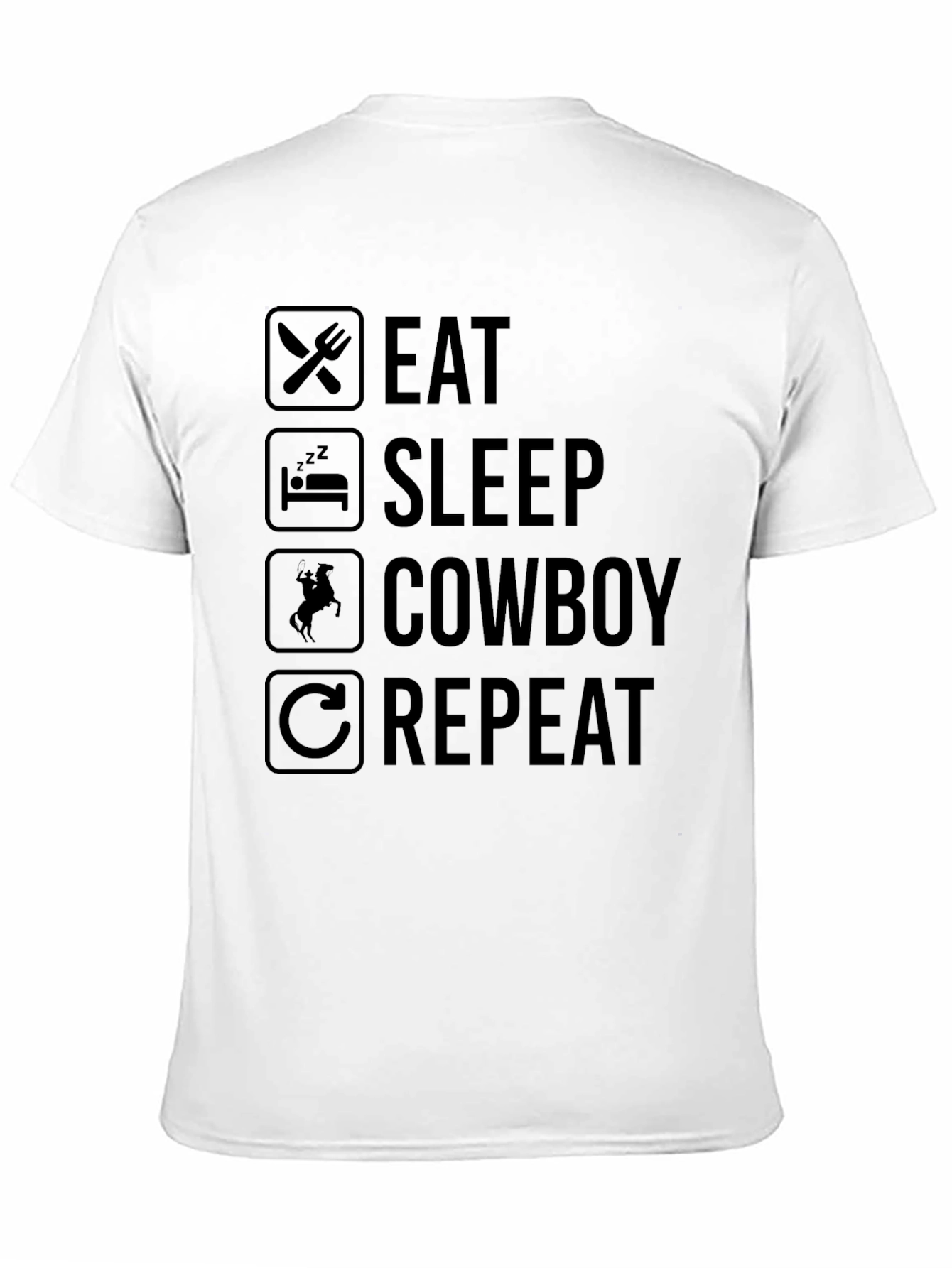 Eat Sleep Cowboy Repeat Black T-Shirt