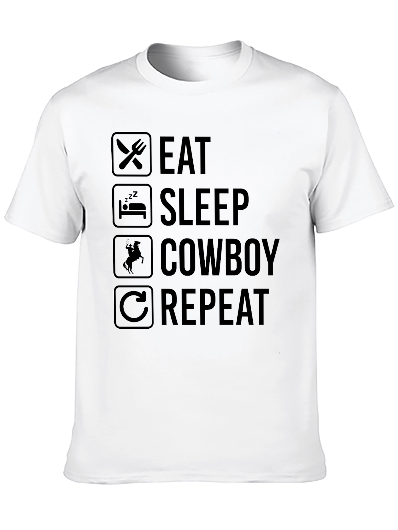 Eat Sleep Cowboy Repeat Black T-Shirt