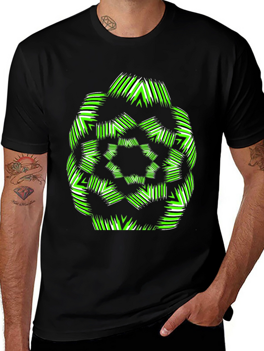 Geometric Green & White Graphic T-Shirt