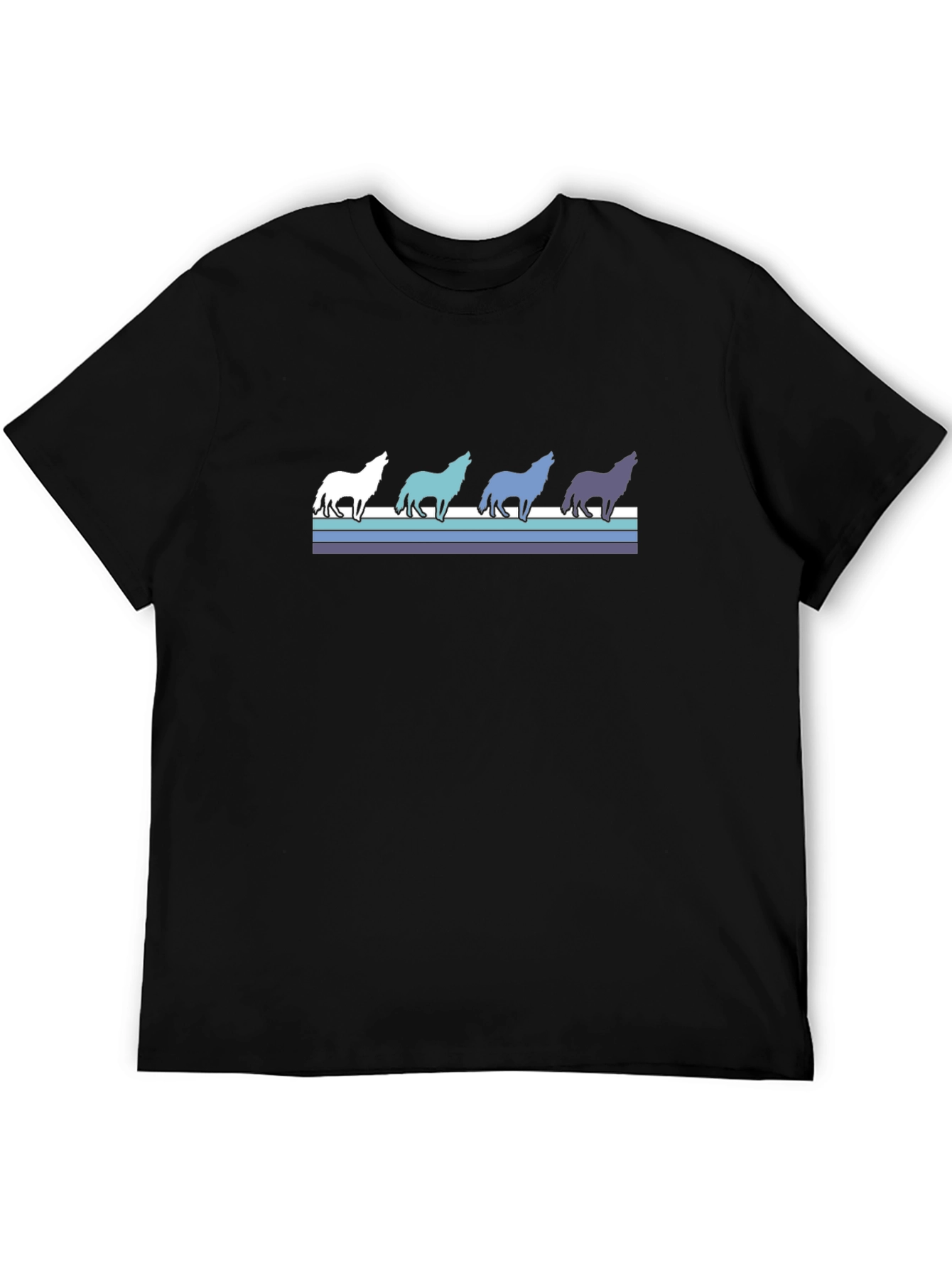 Retro Wolf Pack Graphic Tee - Black