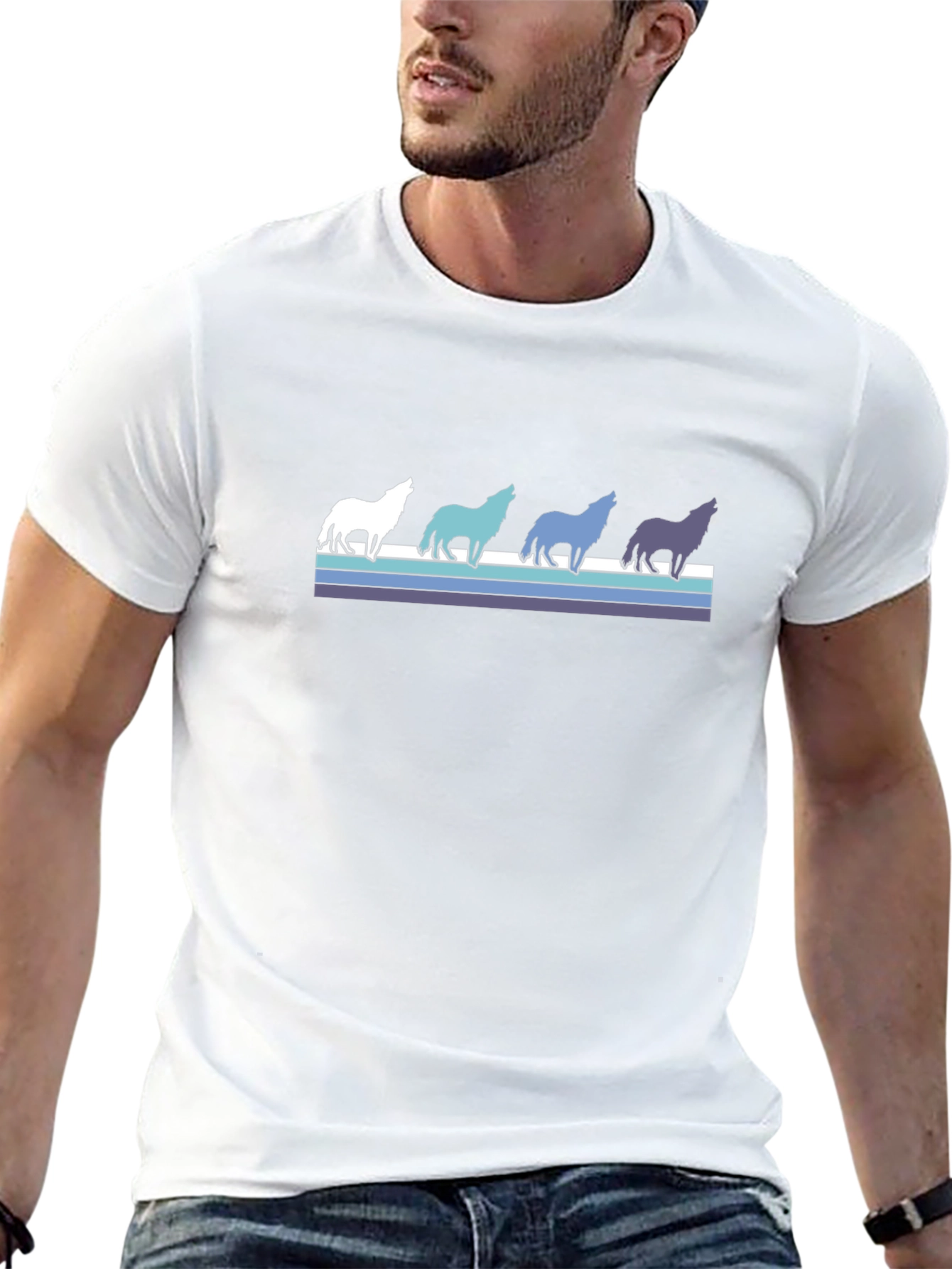 Retro Wolf Pack Graphic Tee - Black