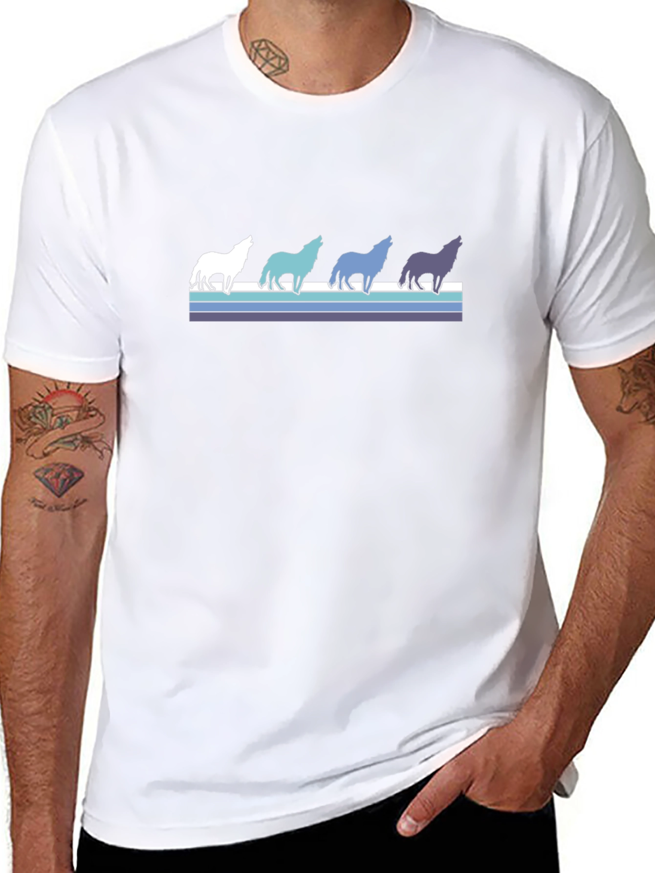 Retro Wolf Pack Graphic Tee - Black
