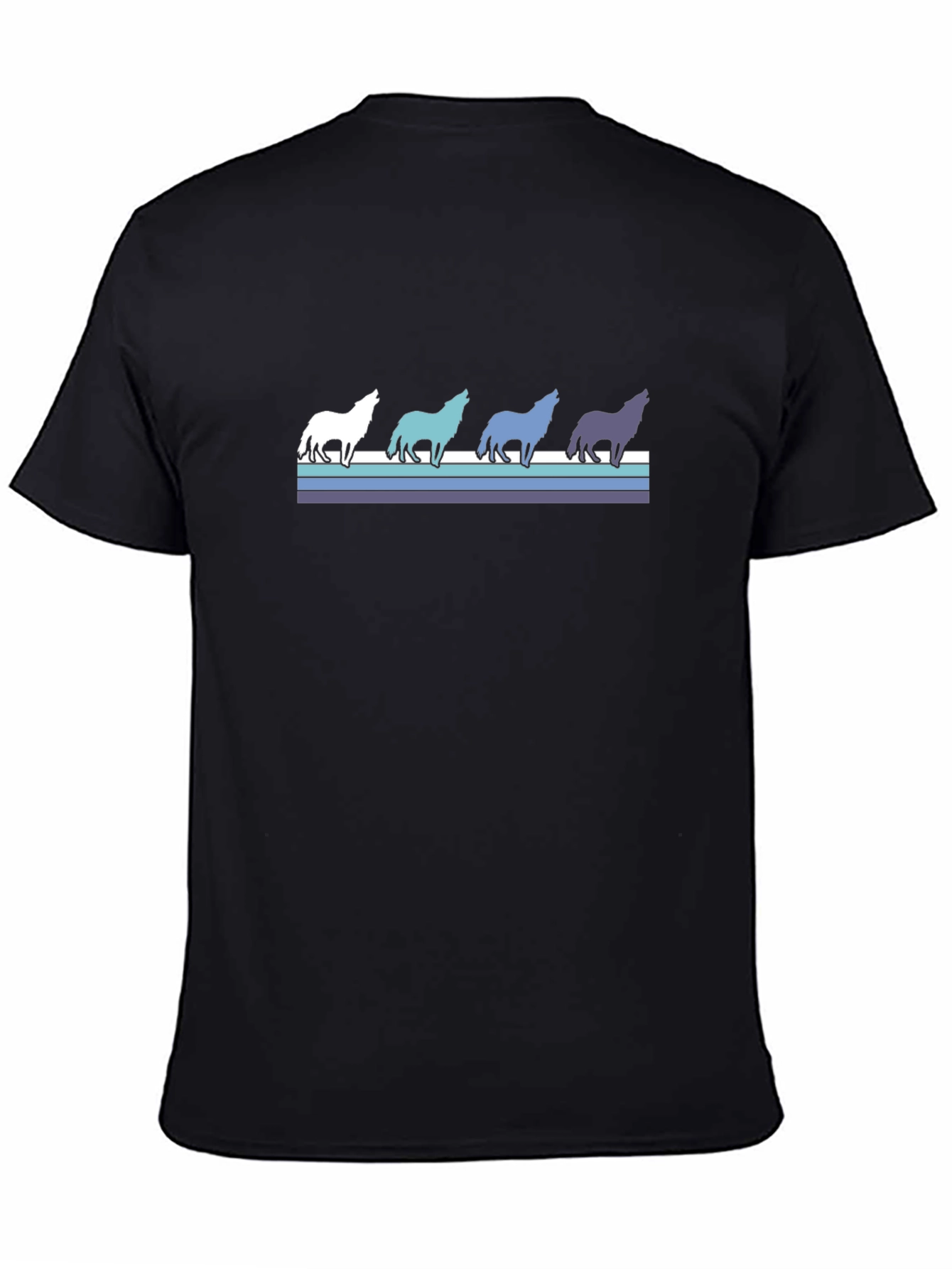 Retro Wolf Pack Graphic Tee - Black