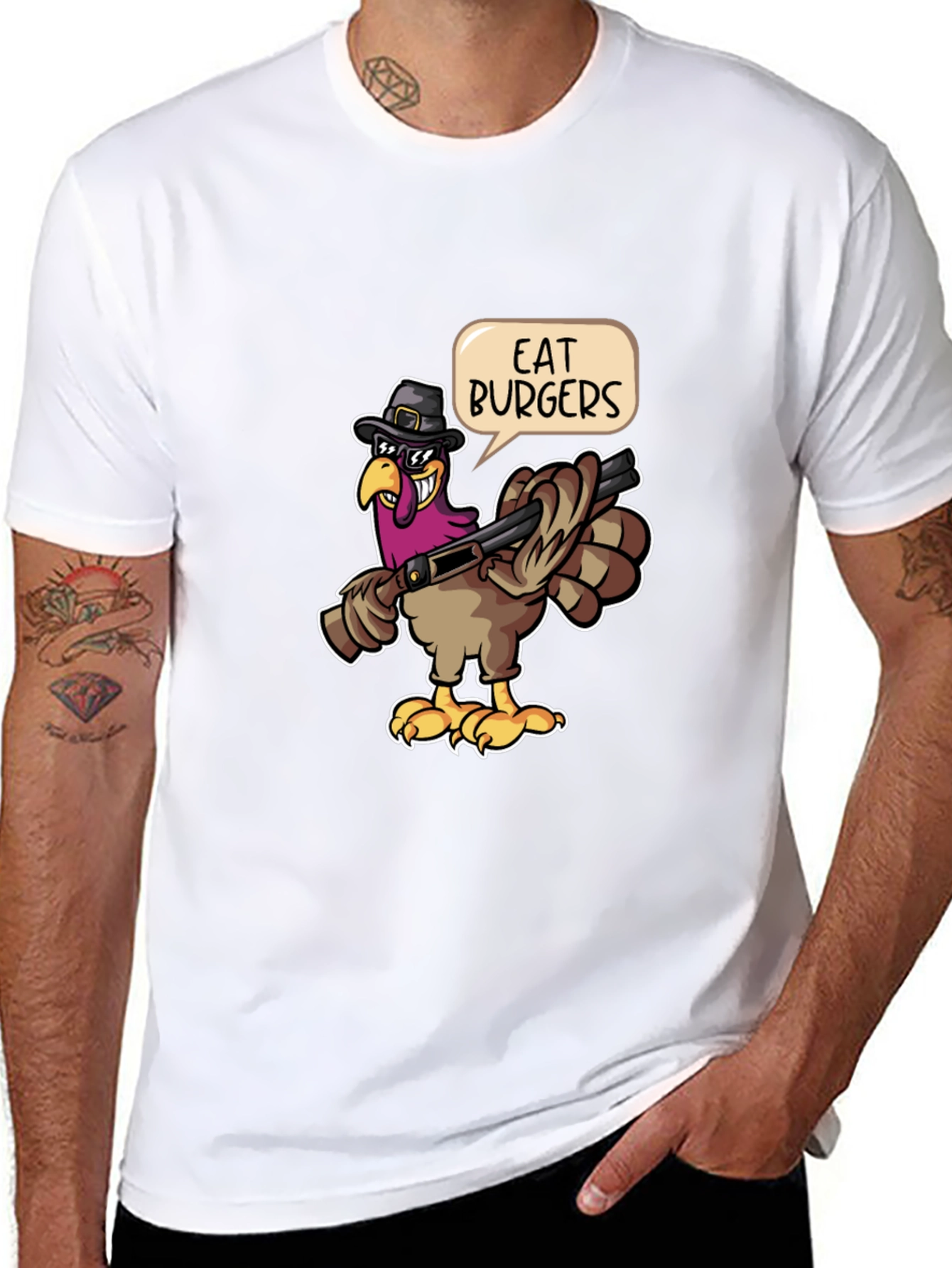 Eat Burgers Turkey T-Shirt - Thanksgiving Humor