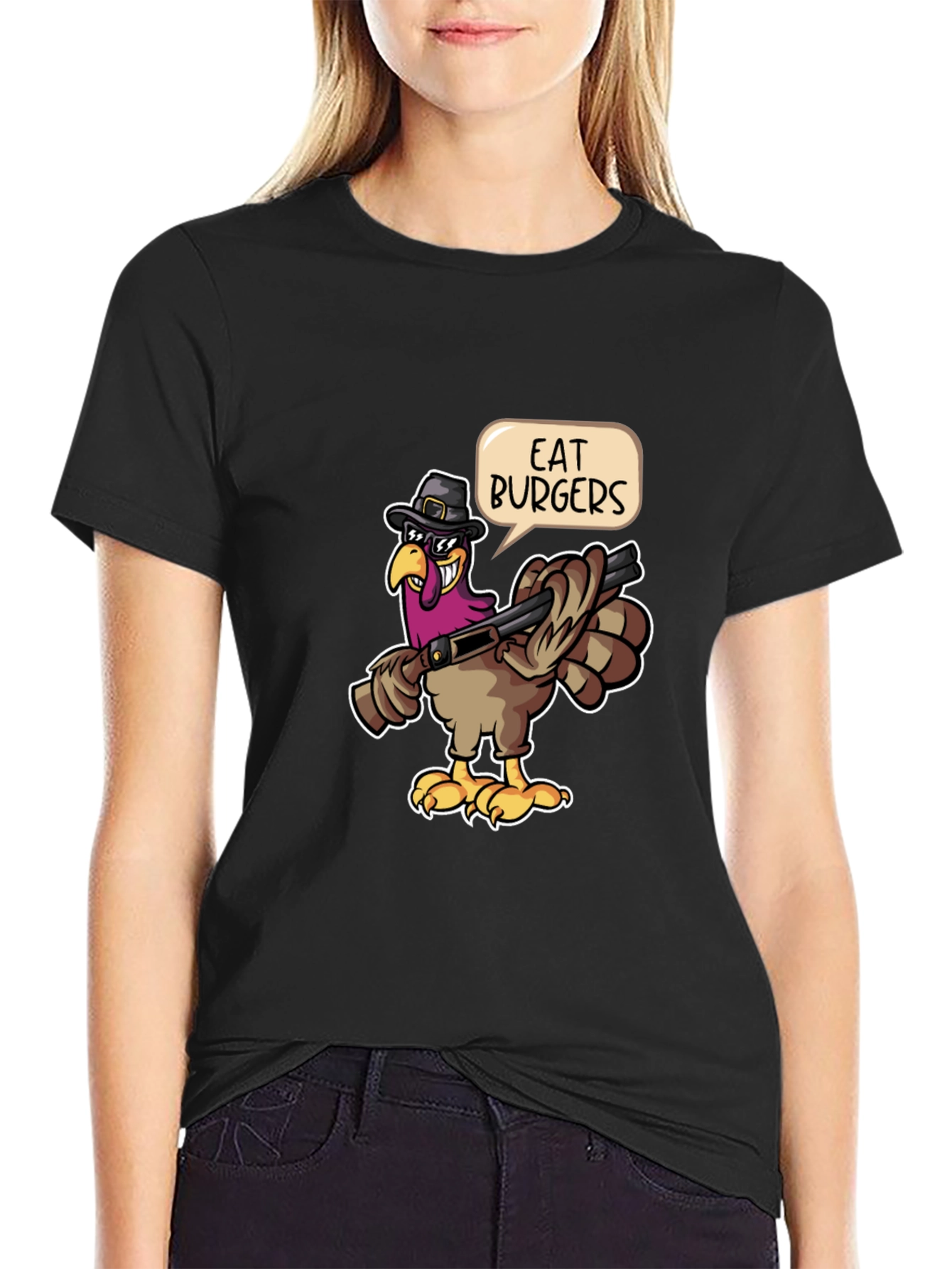 Eat Burgers Turkey T-Shirt - Thanksgiving Humor