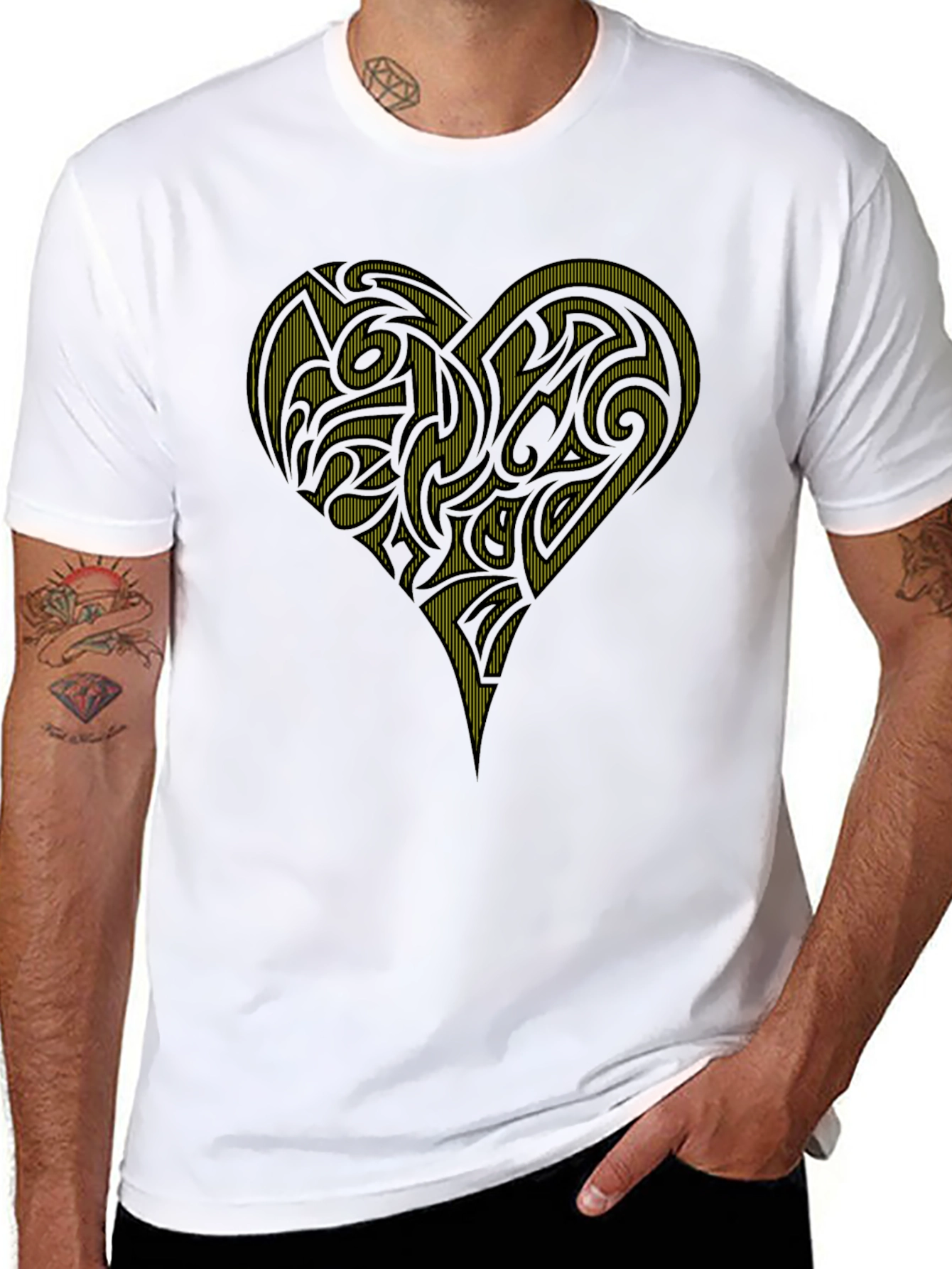Tribal Heart Graphic Black T-Shirt