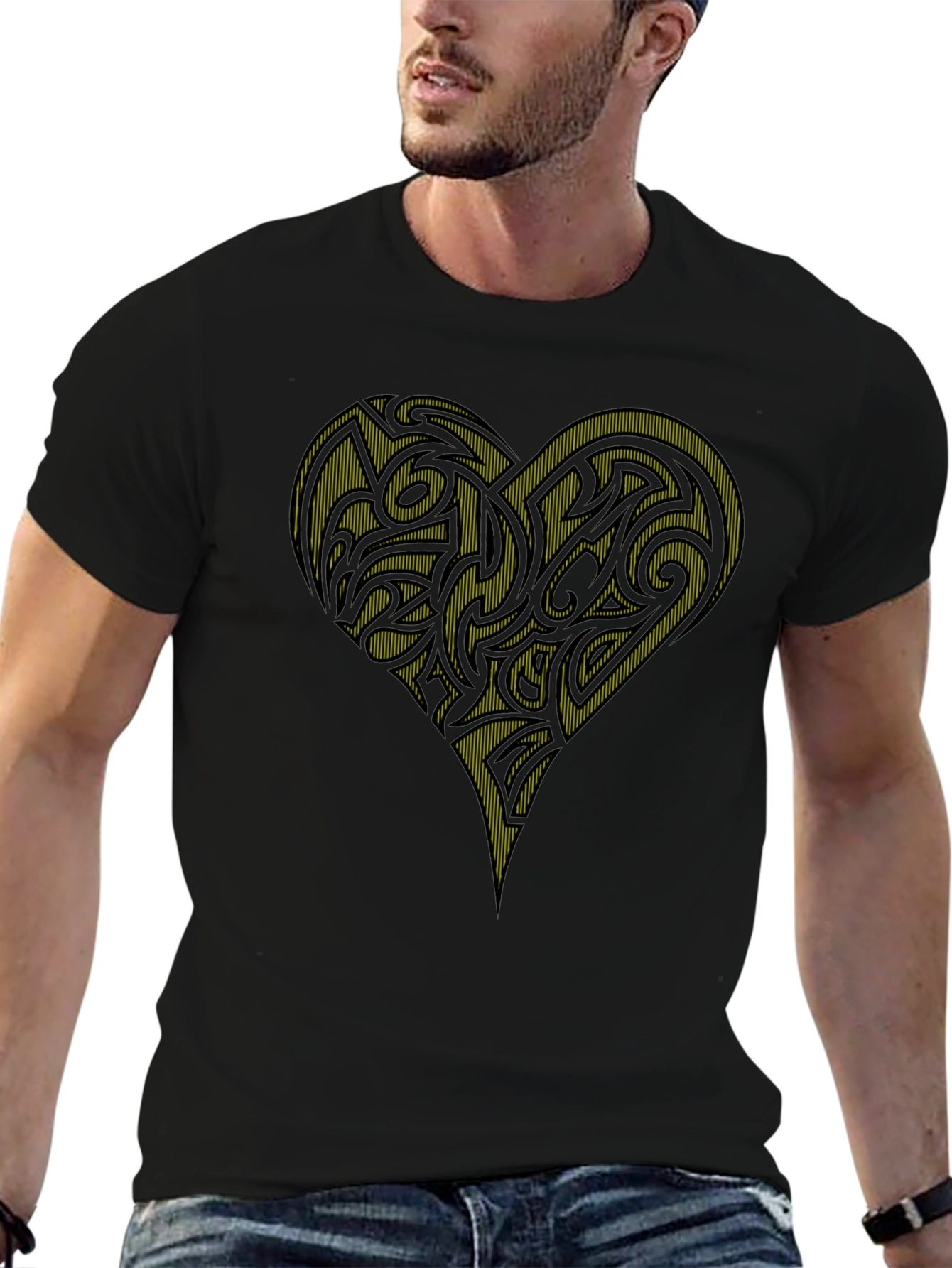 Tribal Heart Graphic Black T-Shirt