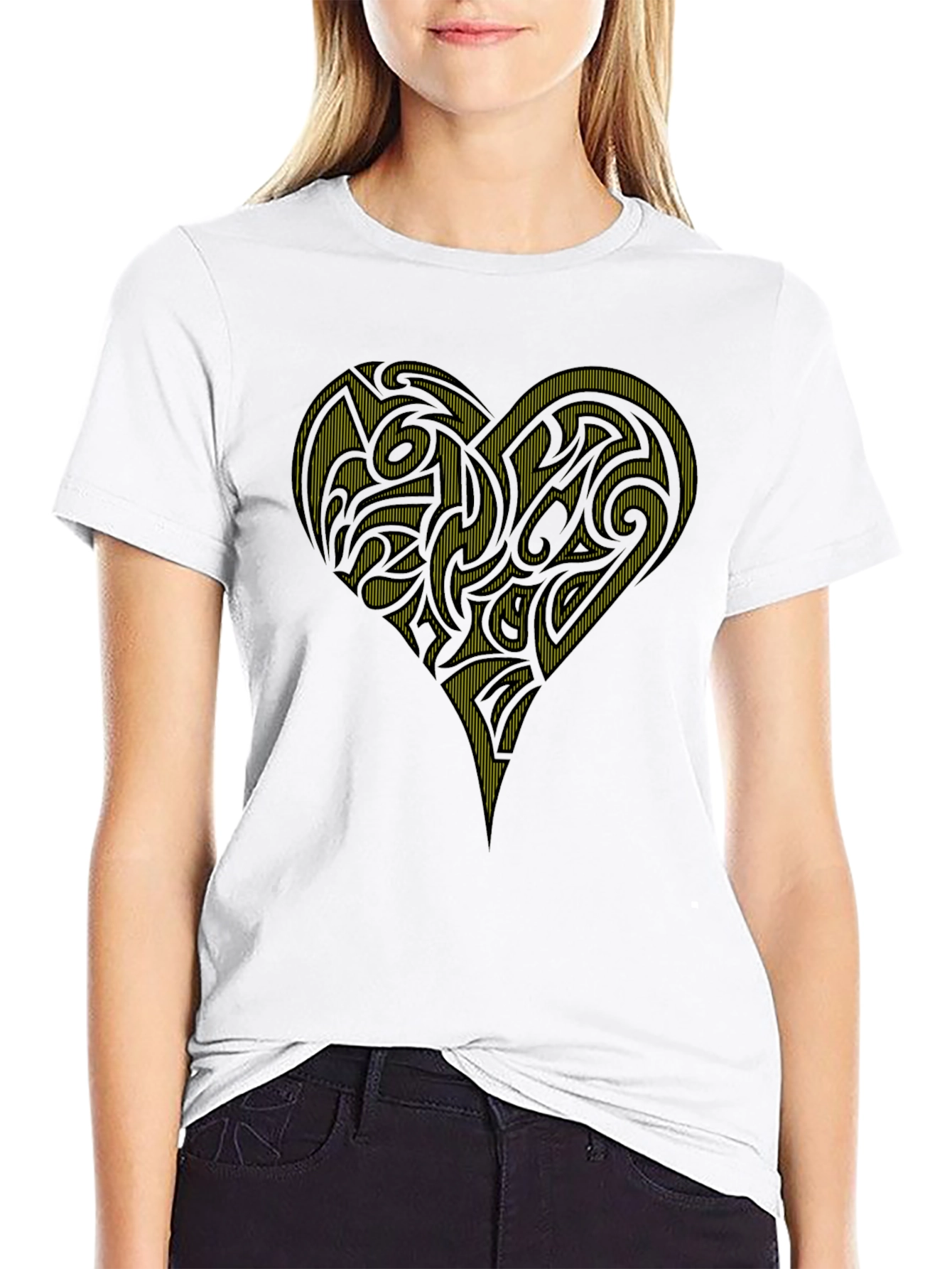 Tribal Heart Graphic Black T-Shirt
