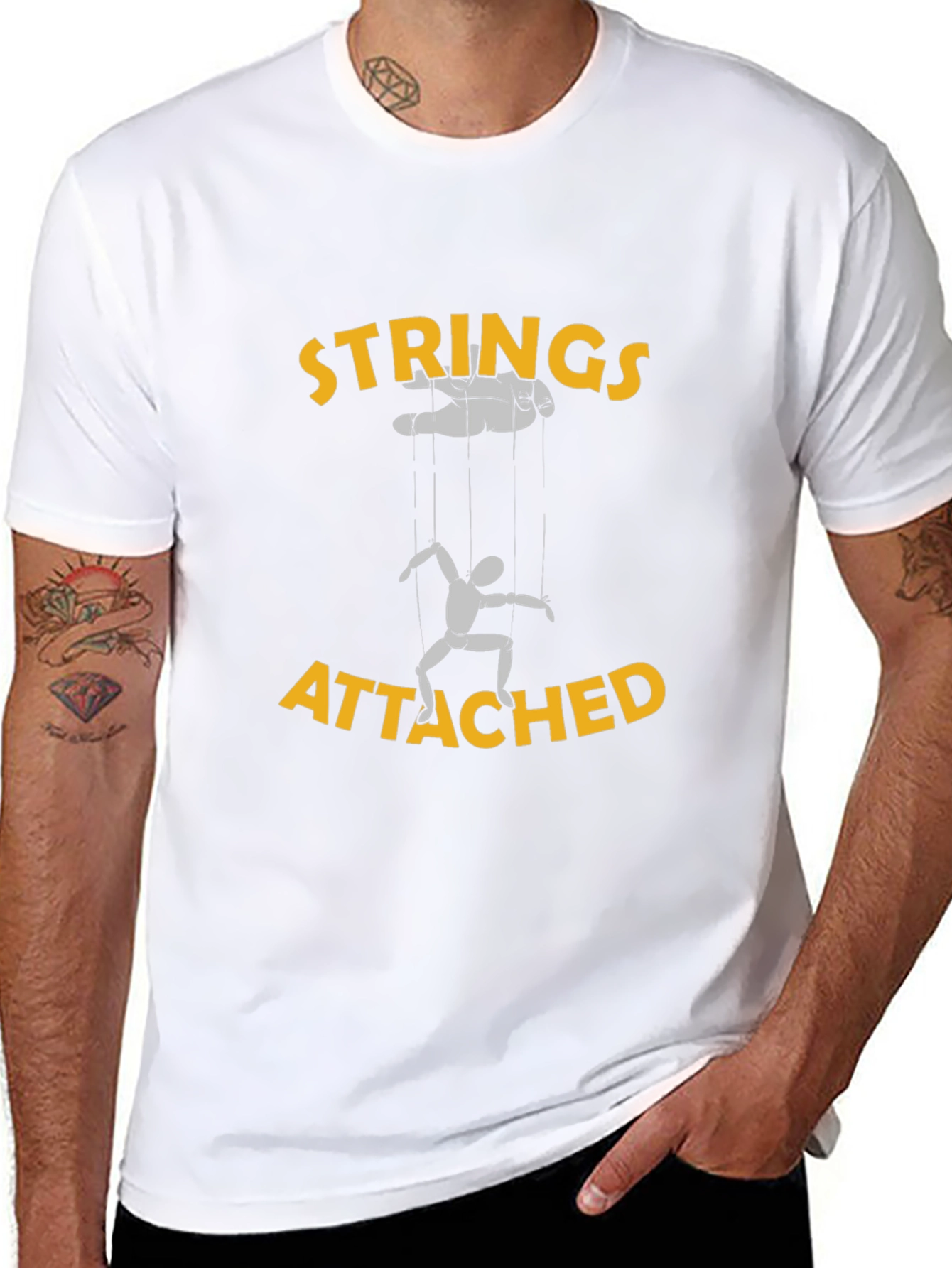 Strings Attached Graphic Tee - Black Cotton