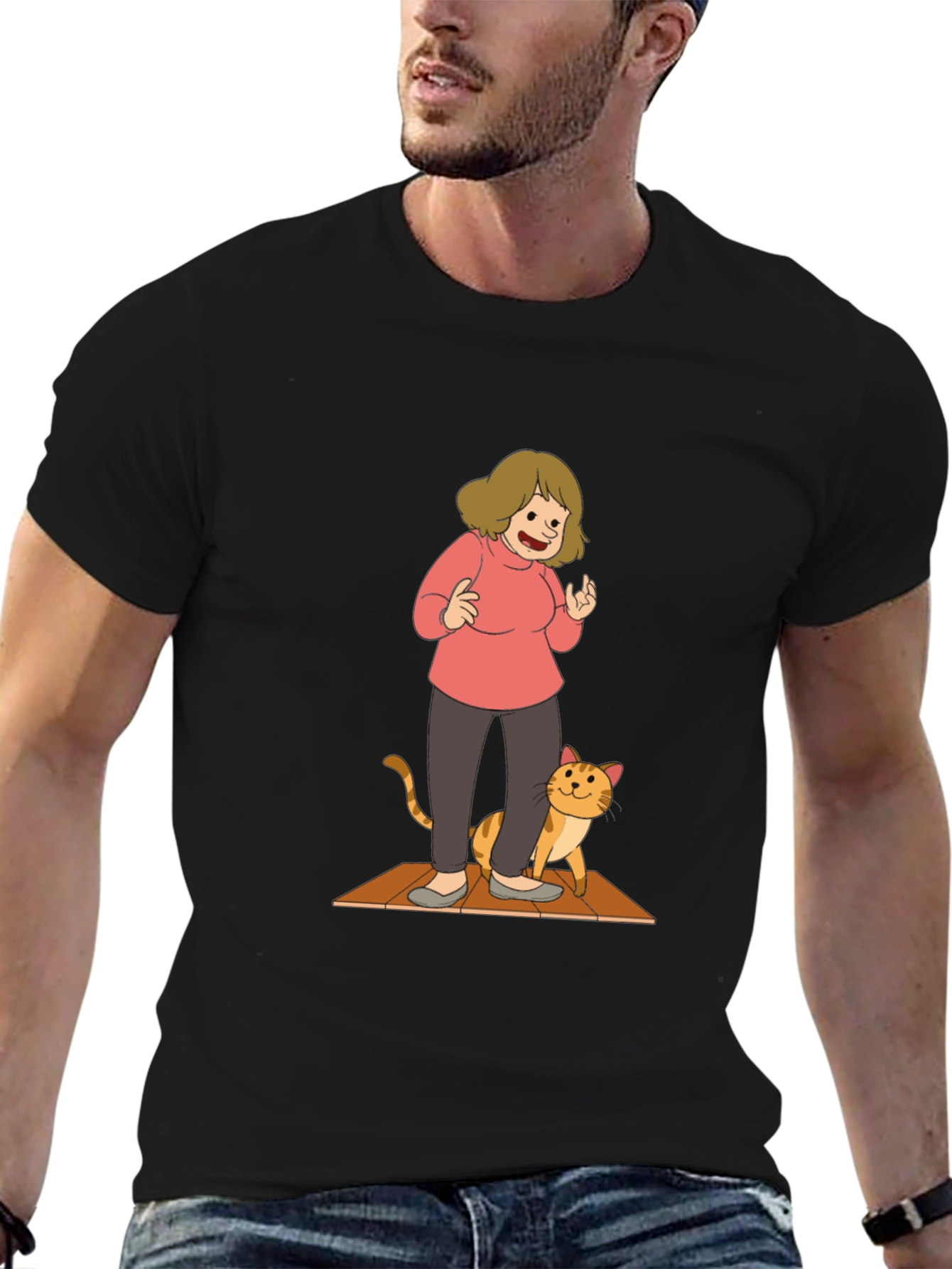 Cartoon Graphic Black T-Shirt