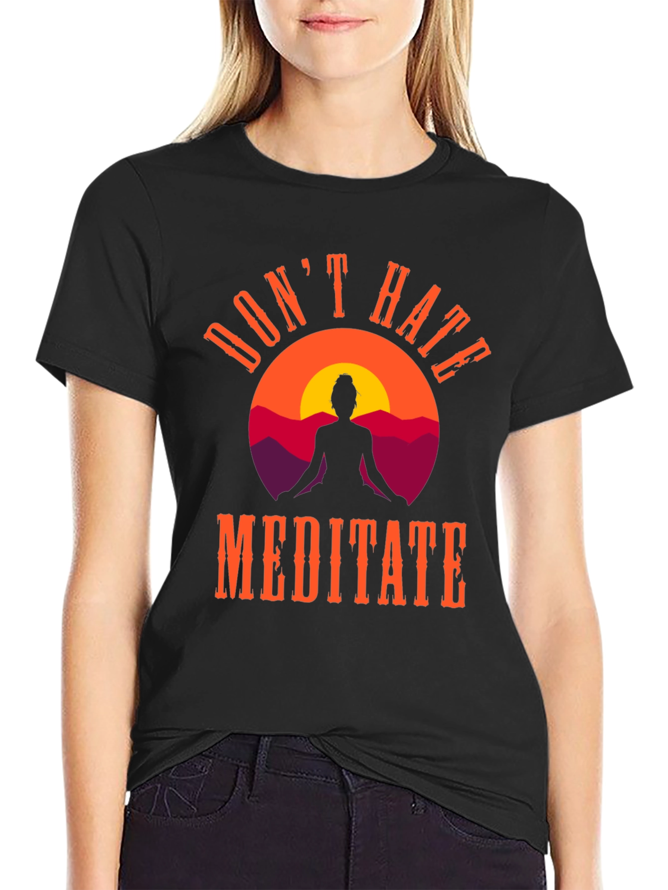 Dont Hate Meditate Graphic Tee - Black