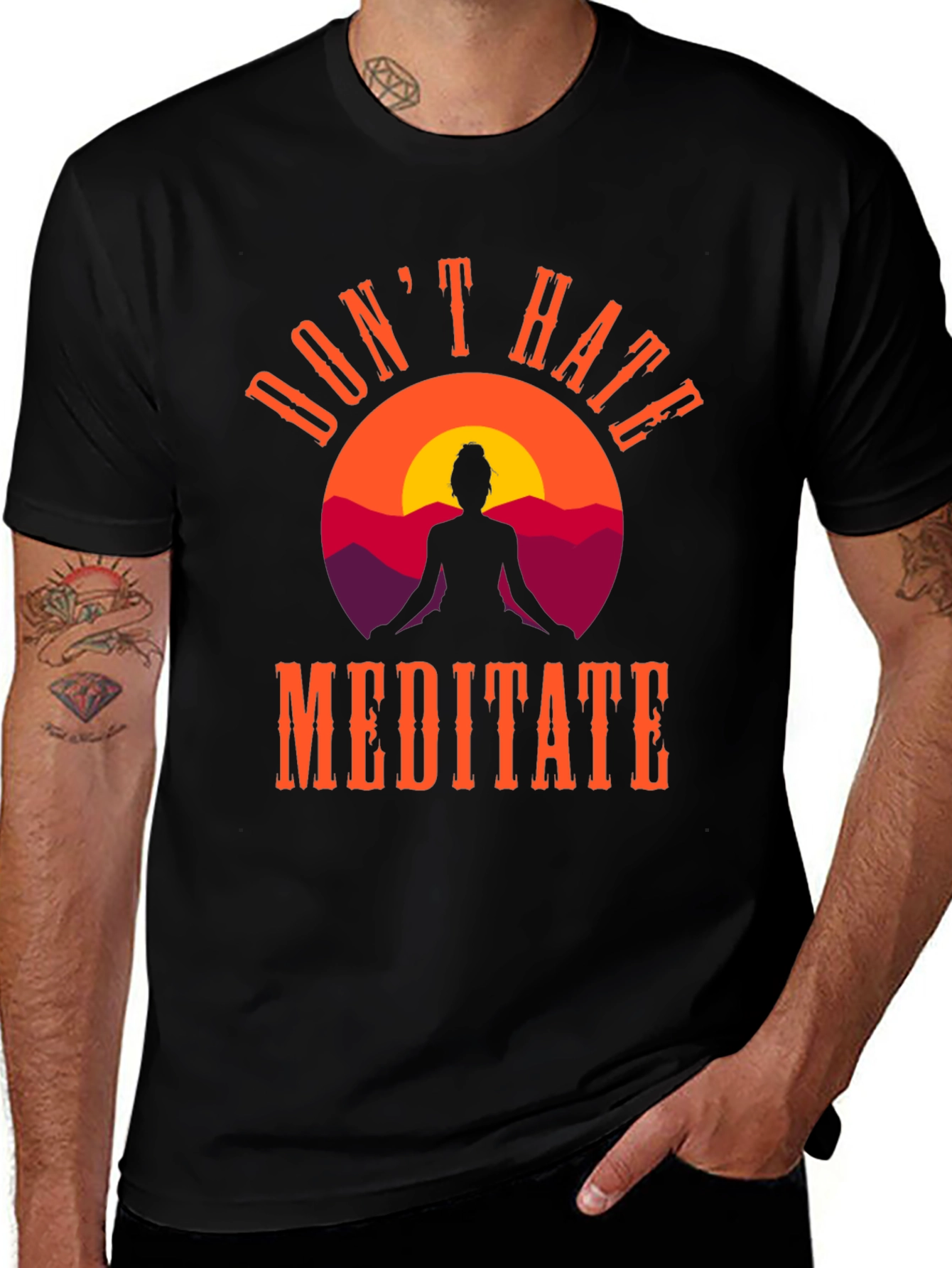 Dont Hate Meditate Graphic Tee - Black
