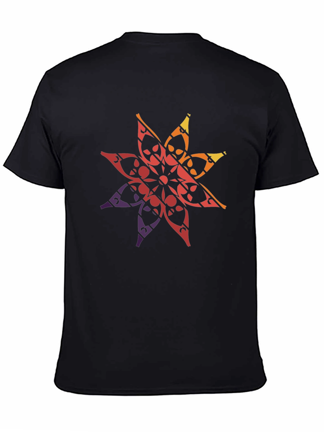 Geometric Mandala Graphic Tee - Black