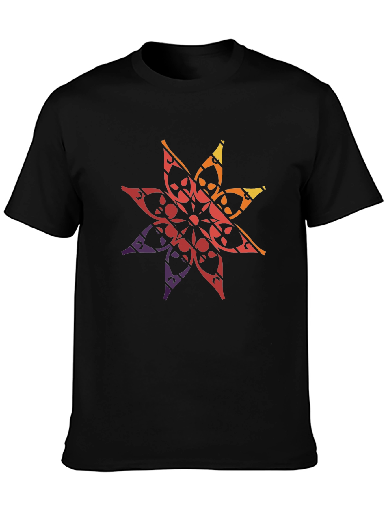 Geometric Mandala Graphic Tee - Black
