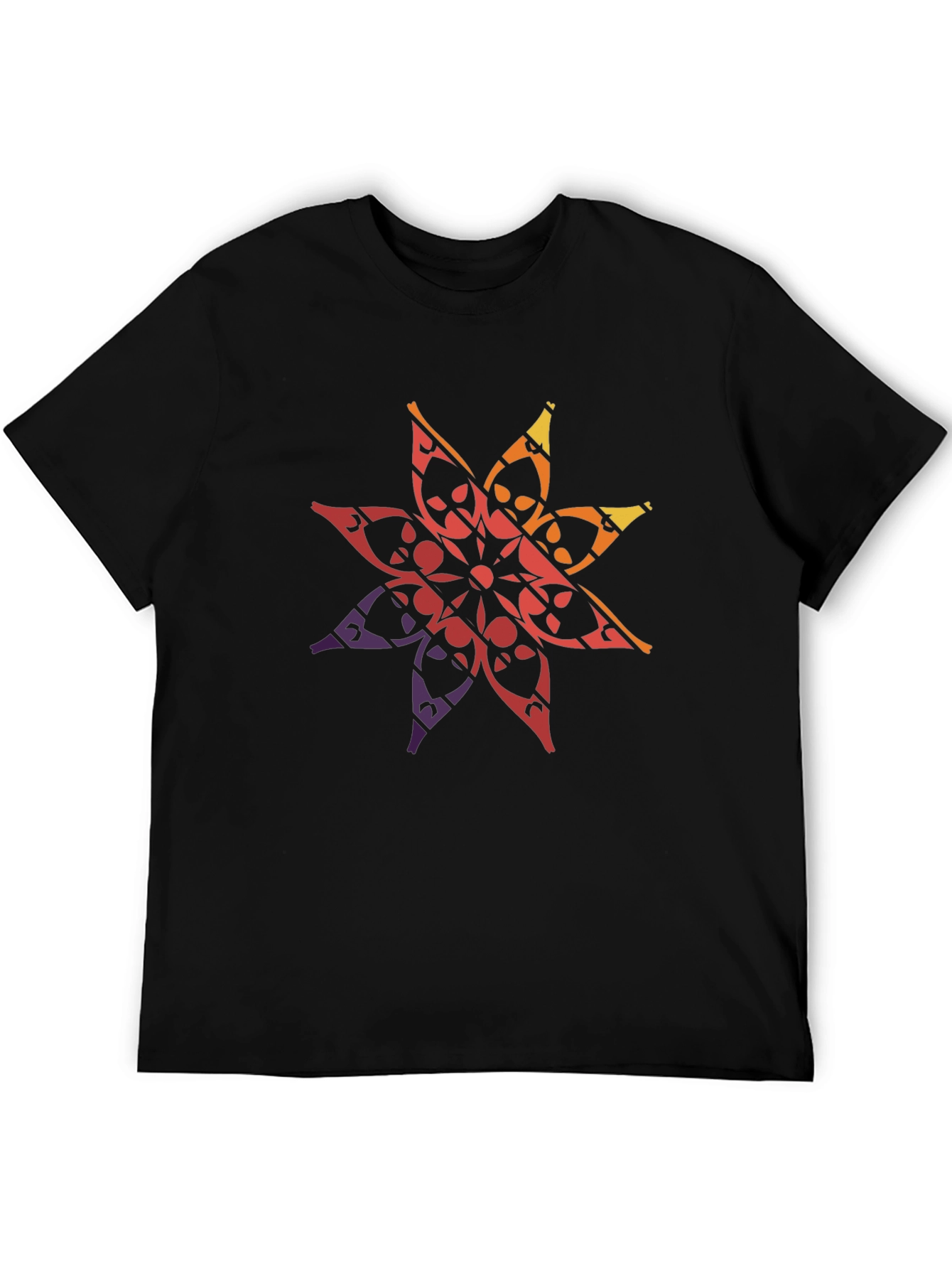 Geometric Mandala Graphic Tee - Black