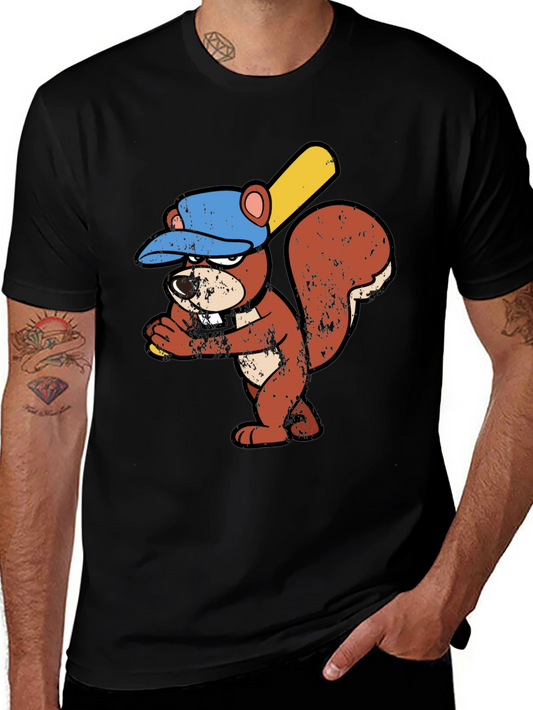 Baseball Squirrel Graphic T-Shirt