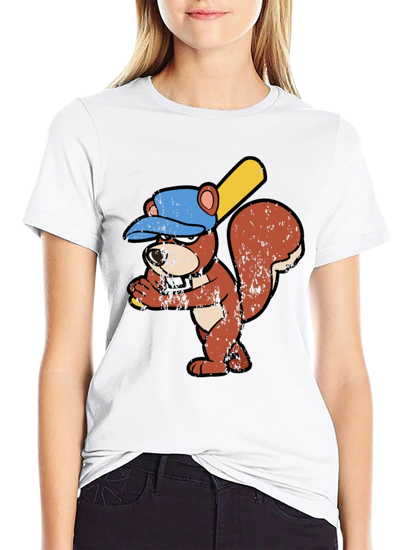 Baseball Squirrel Graphic T-Shirt