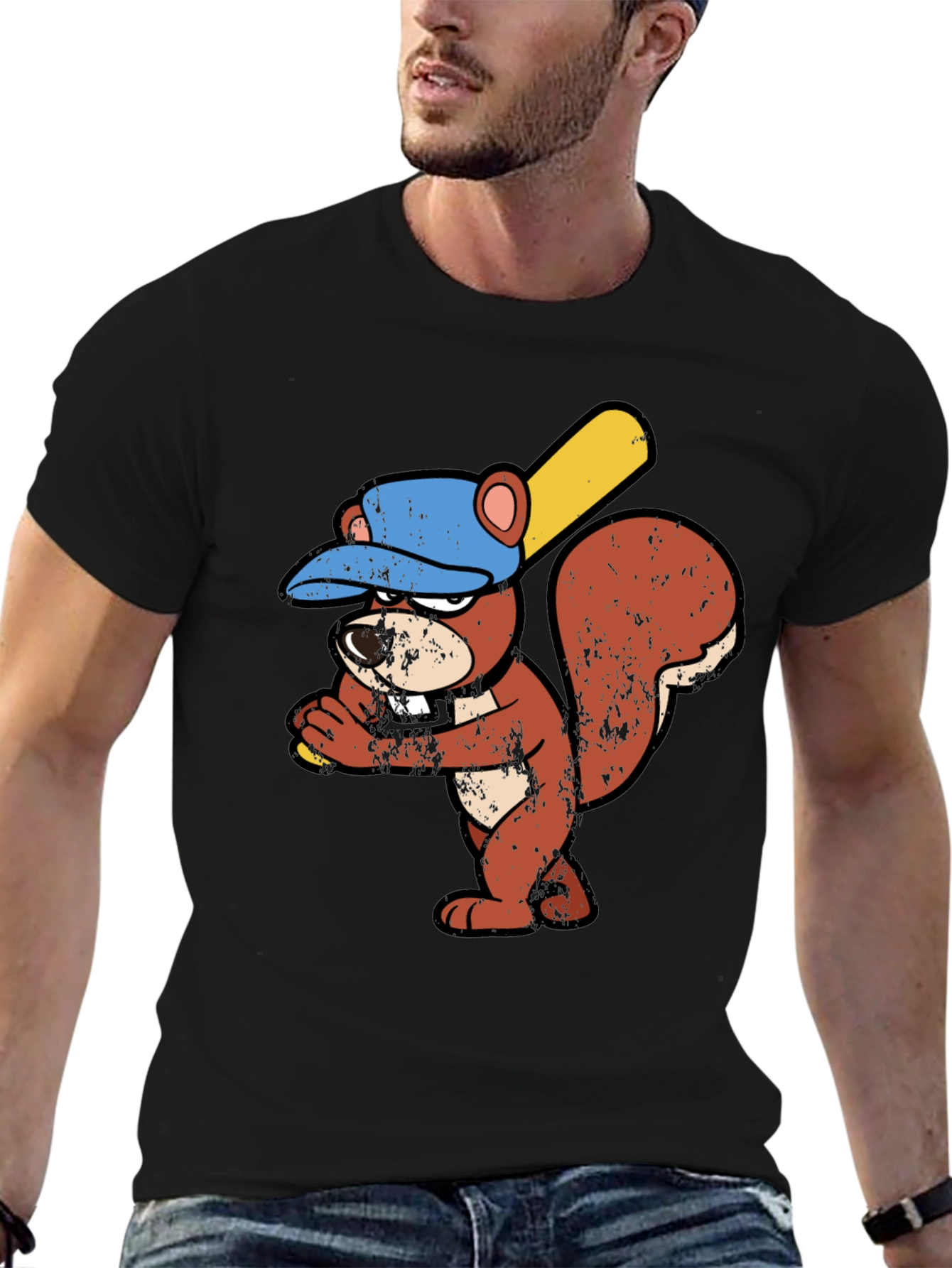 Baseball Squirrel Graphic T-Shirt