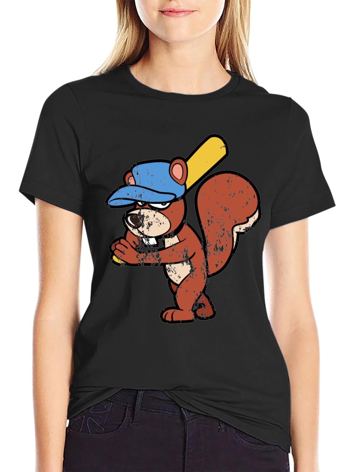 Baseball Squirrel Graphic T-Shirt