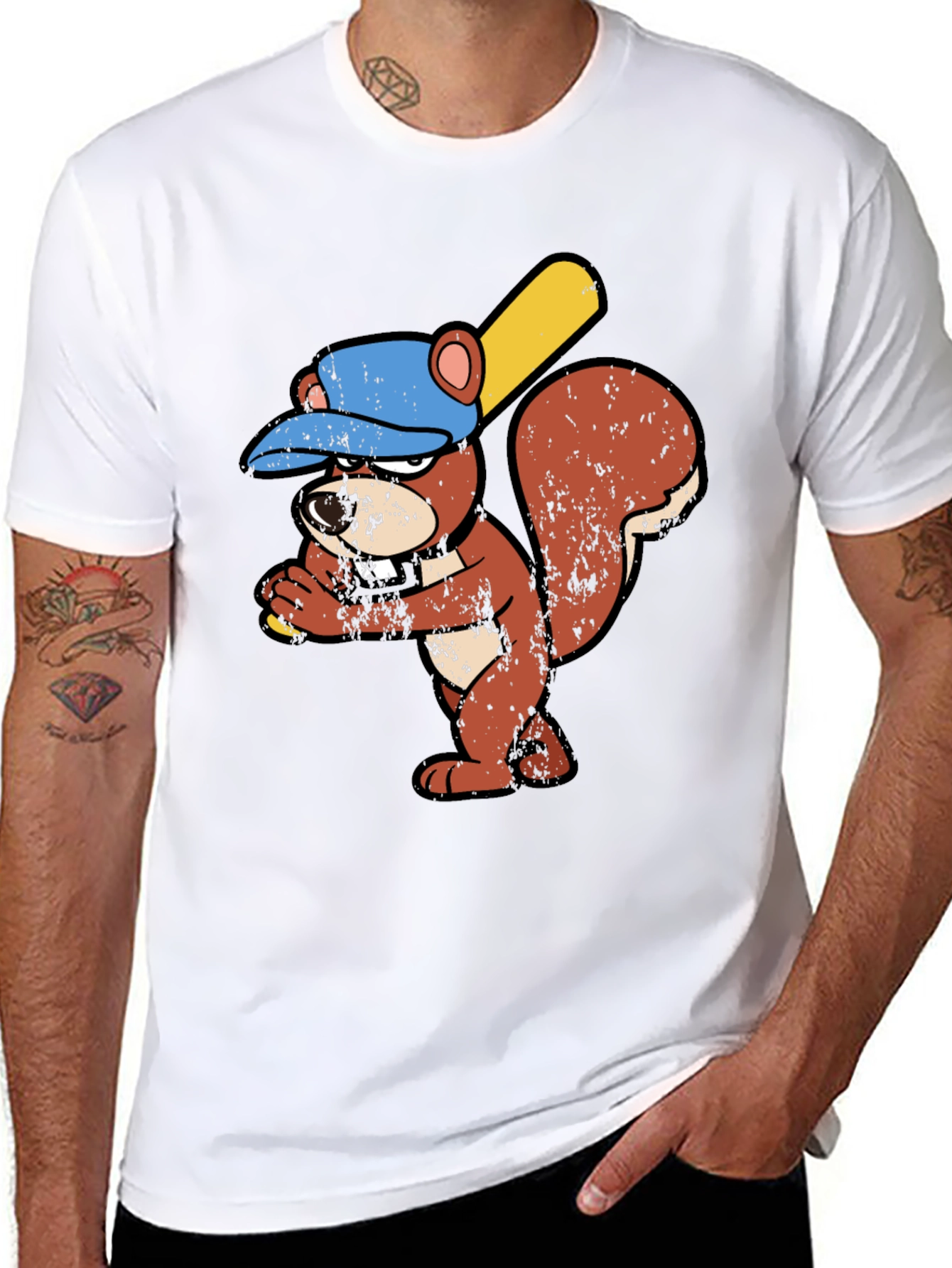 Baseball Squirrel Graphic T-Shirt