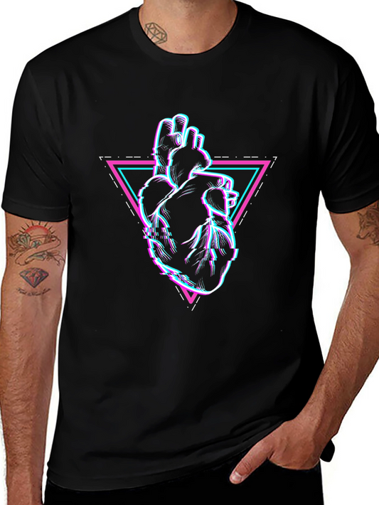 Glitch Heart Graphic Tee - Modern Style